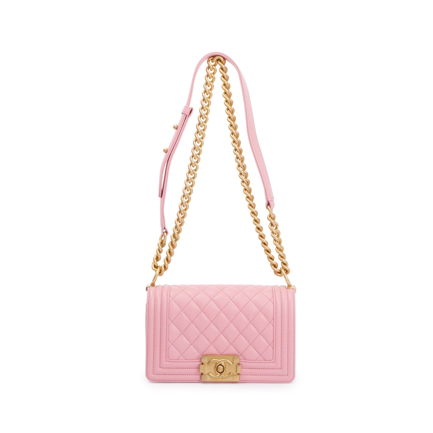 Chanel 2022 Pink Calfskin Leather Small Boy Bag