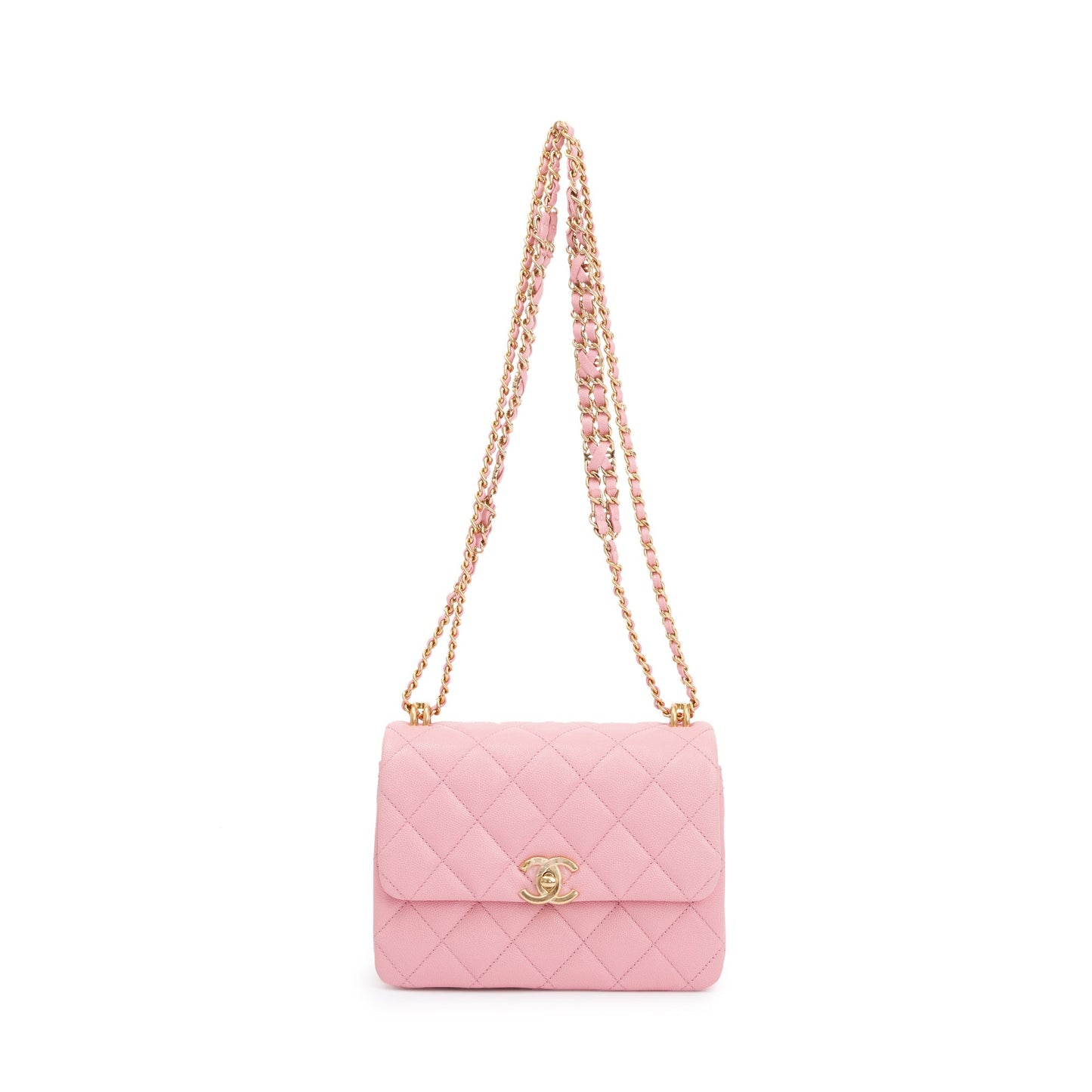 Chanel 2022 Pink Caviar Leather Mini Coco First Flap Bag