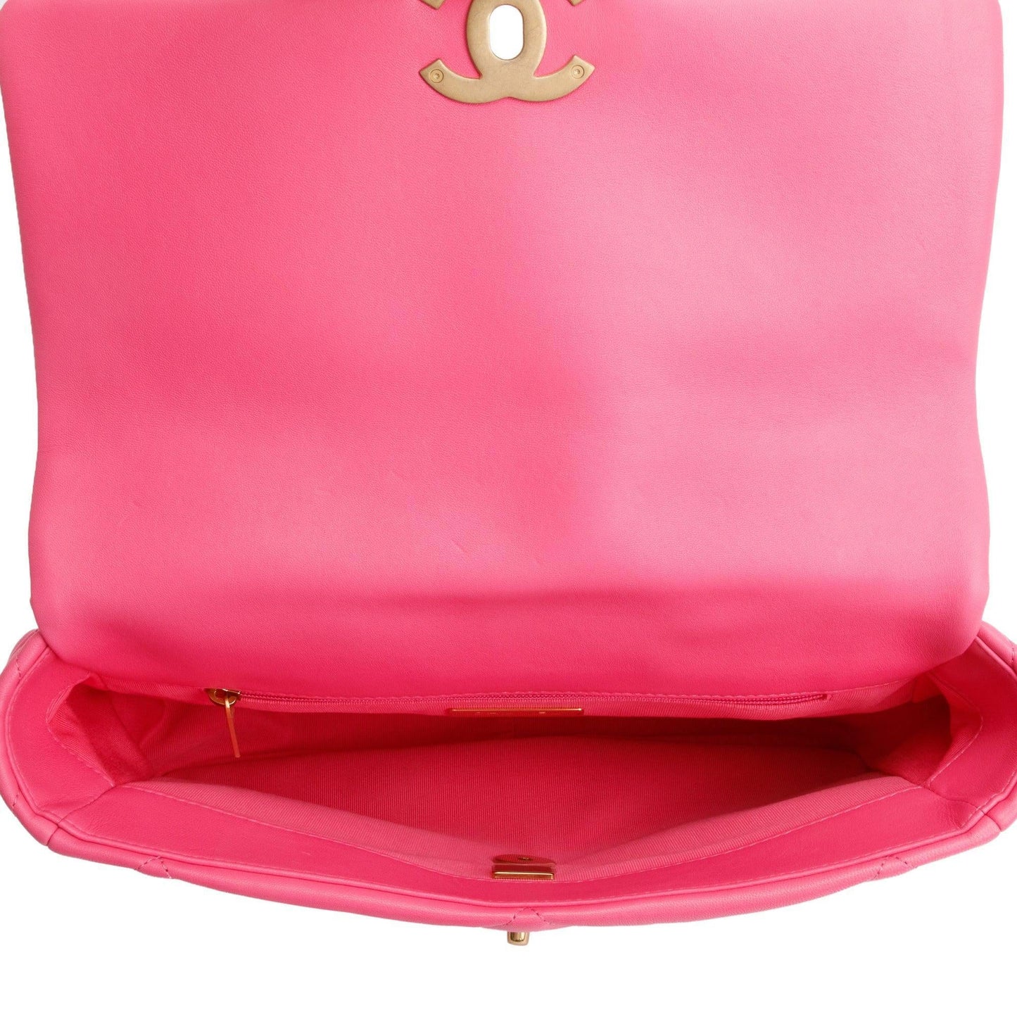 Chanel 2022 Pink Lambskin Leather Large 19 Flap Bag
