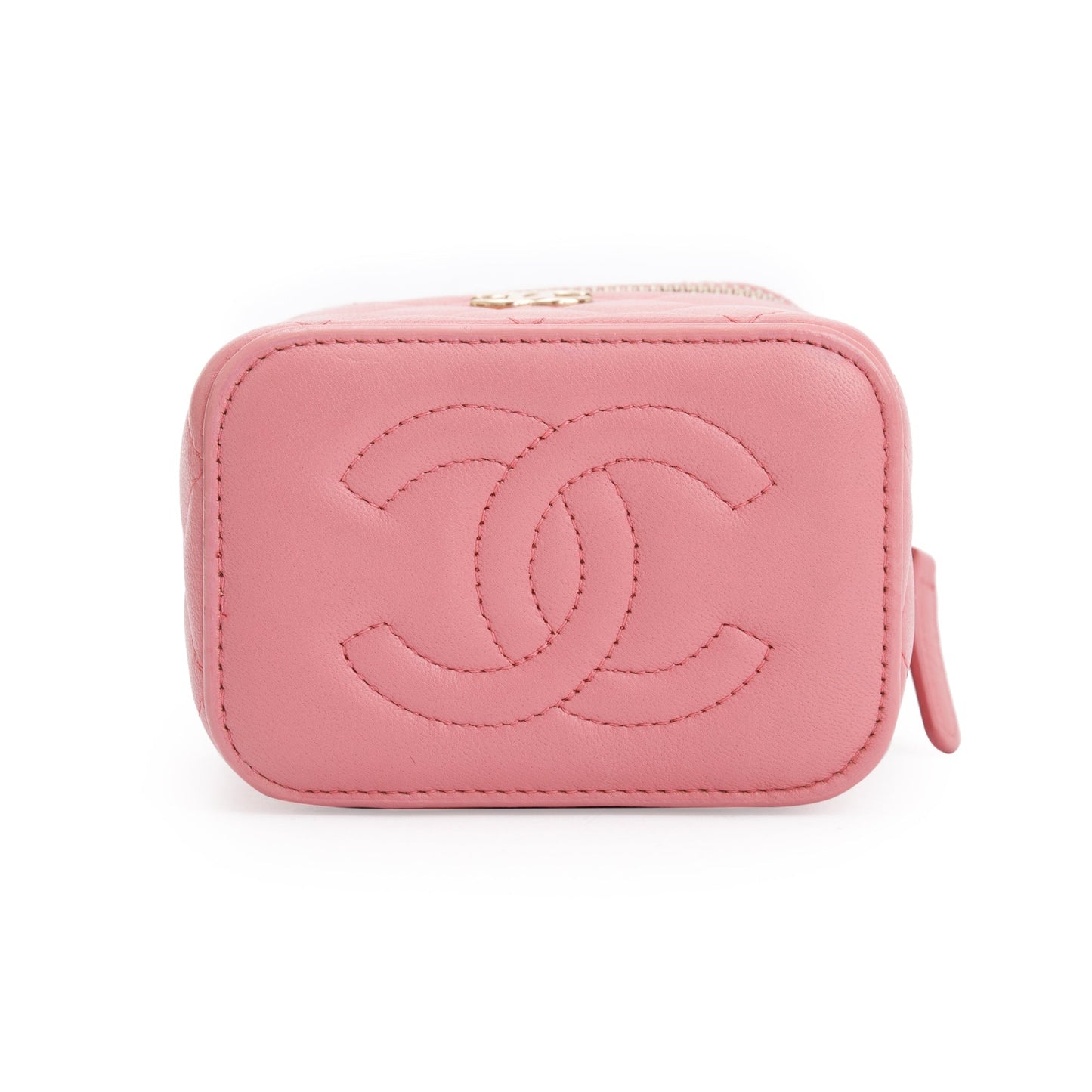 Chanel 2022 Pink Lambskin Leather Mini Vanity Case