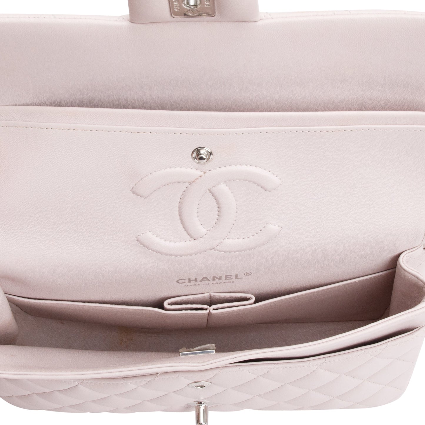 Chanel 2022 Pink Quilted Lambskin Leather Classic Medium Double Flap Bag