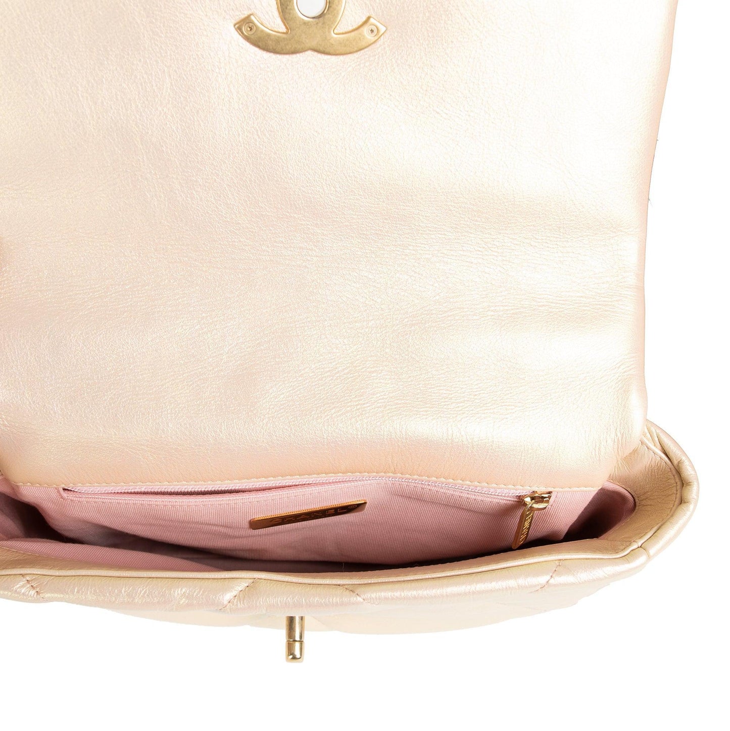 Chanel 2022 Rose Iridescent Medium 19 Flap Bag