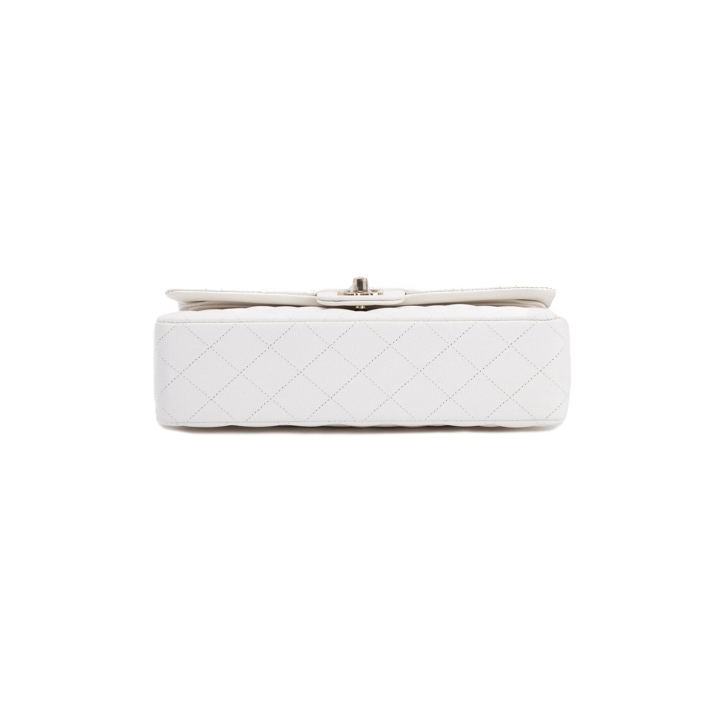 Chanel 2022 White Caviar Classic Medium Double Flap Bag