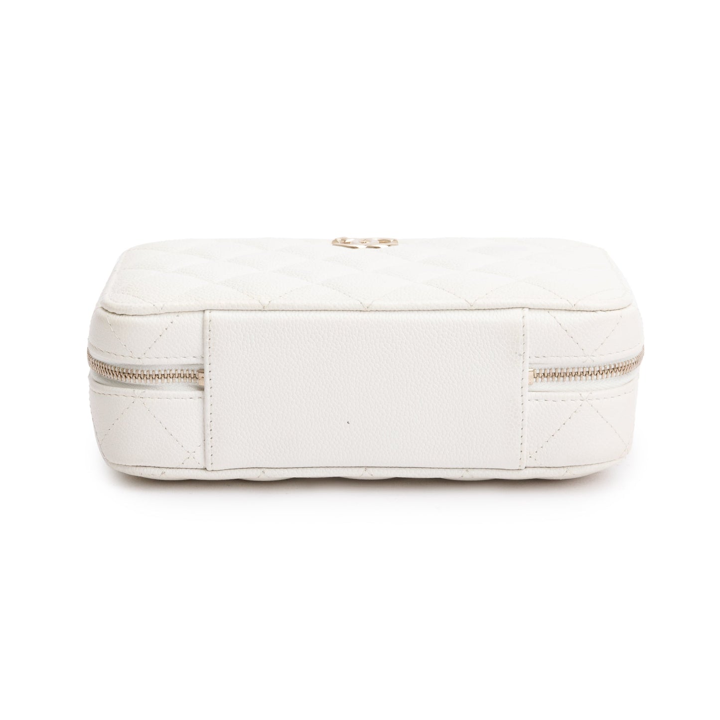 Chanel 2022 White Caviar Leather Small Top Handle Vanity Case