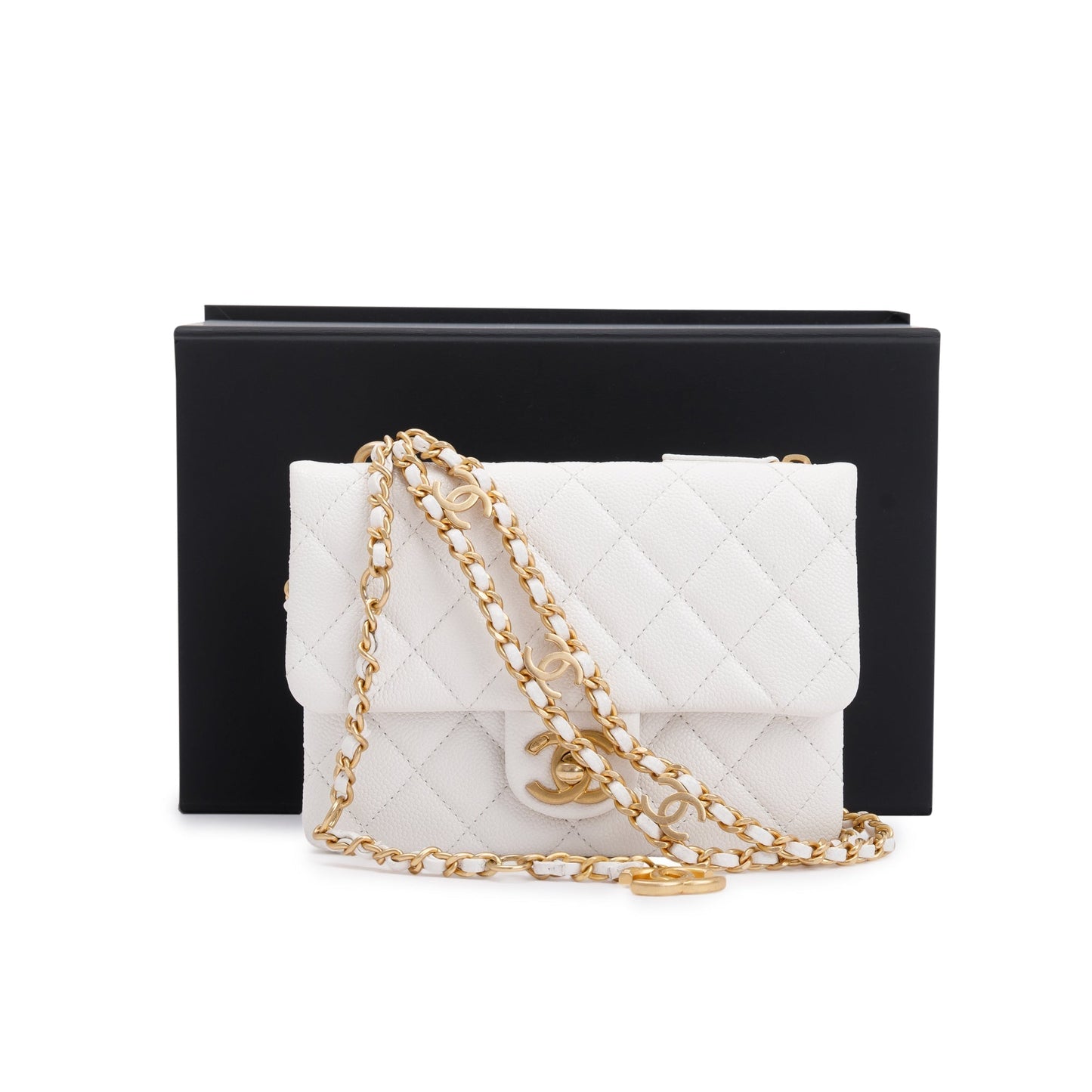 Chanel 2022 White Quilted Caviar Leather Pick Me Up Belt Bag