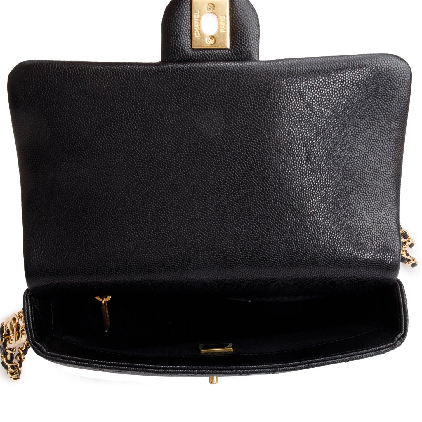 Chanel 2023 Black Caviar Quilted Leather Mini CC You Flap Bag