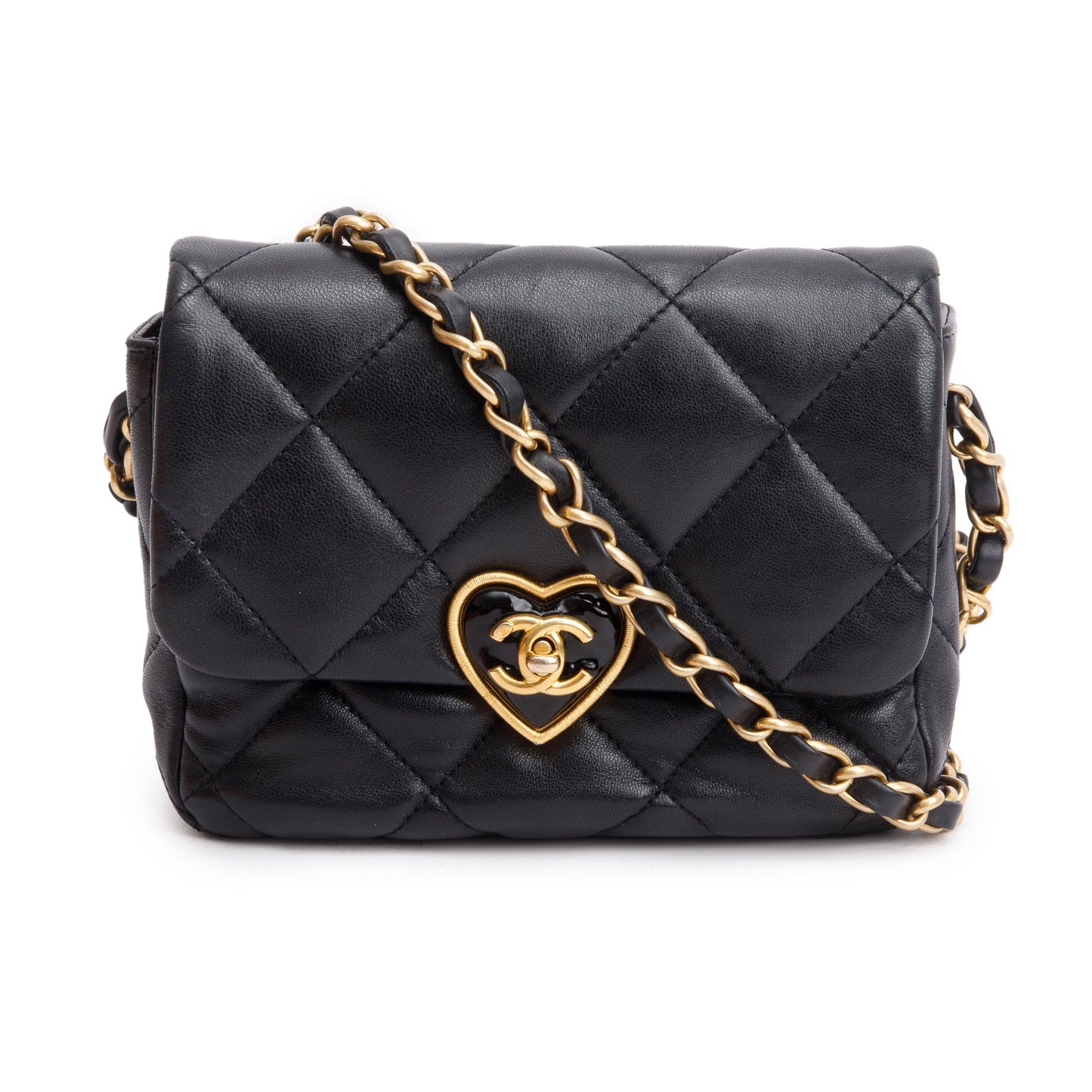 Chanel 2023 Black Quilted Calfskin Leather Coco Love Flap Bag