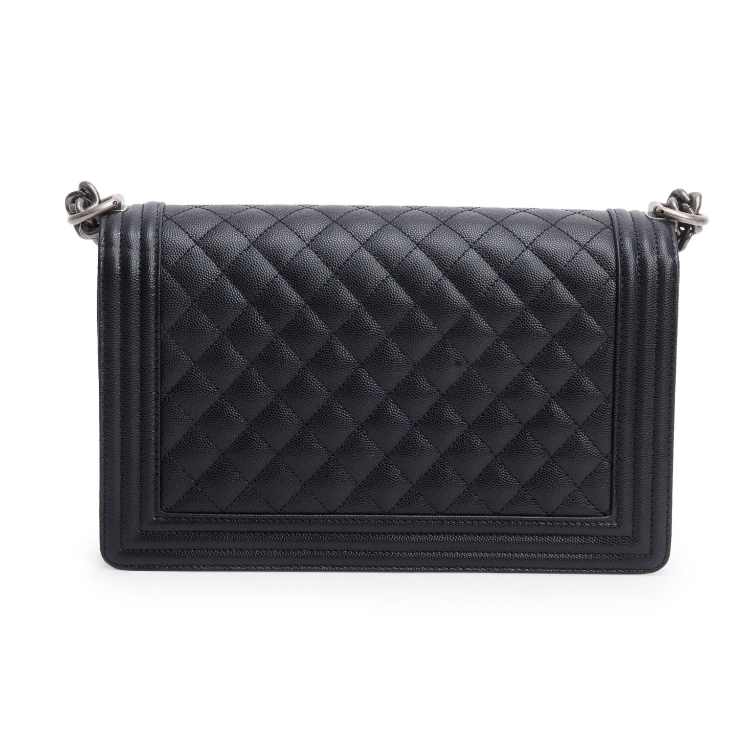 Chanel 2023 Black Quilted Caviar Large Boy Bag