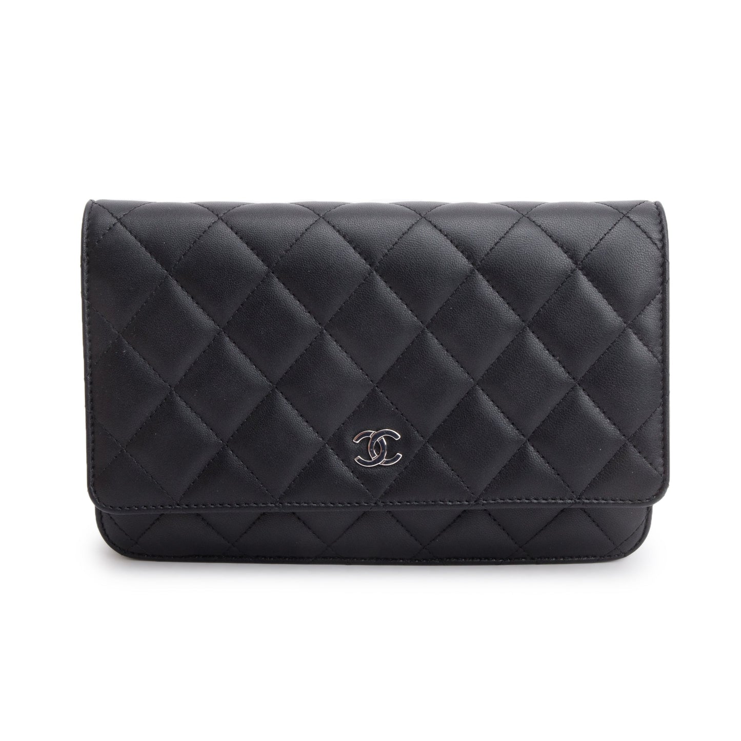 Chanel 2023 Black Quilted Lambskin Leather Classic Wallet on Chain