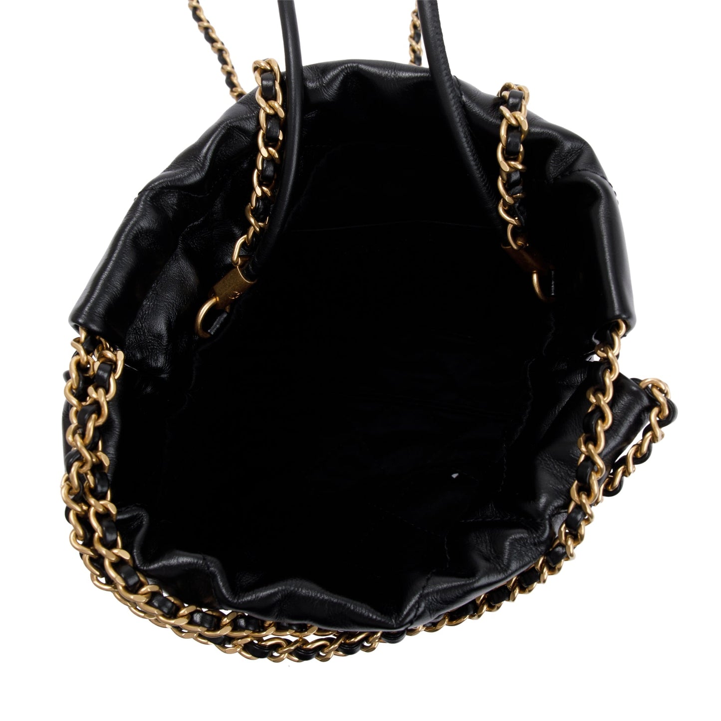 Chanel 2023 Black Shiny Calfskin Leather Mini Chanel 22