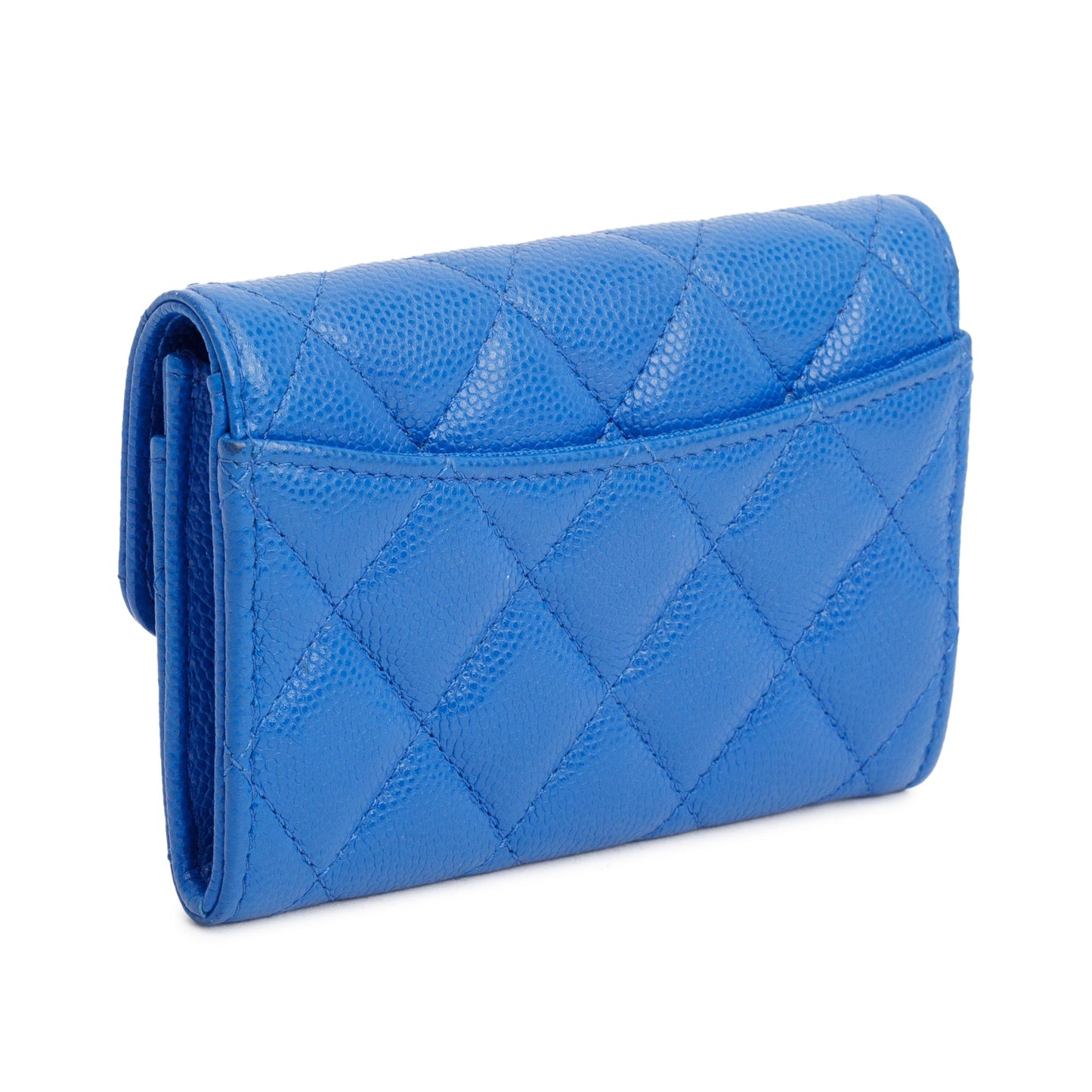 Chanel 2023 Blue Caviar Leather Classic Flap Card Holder