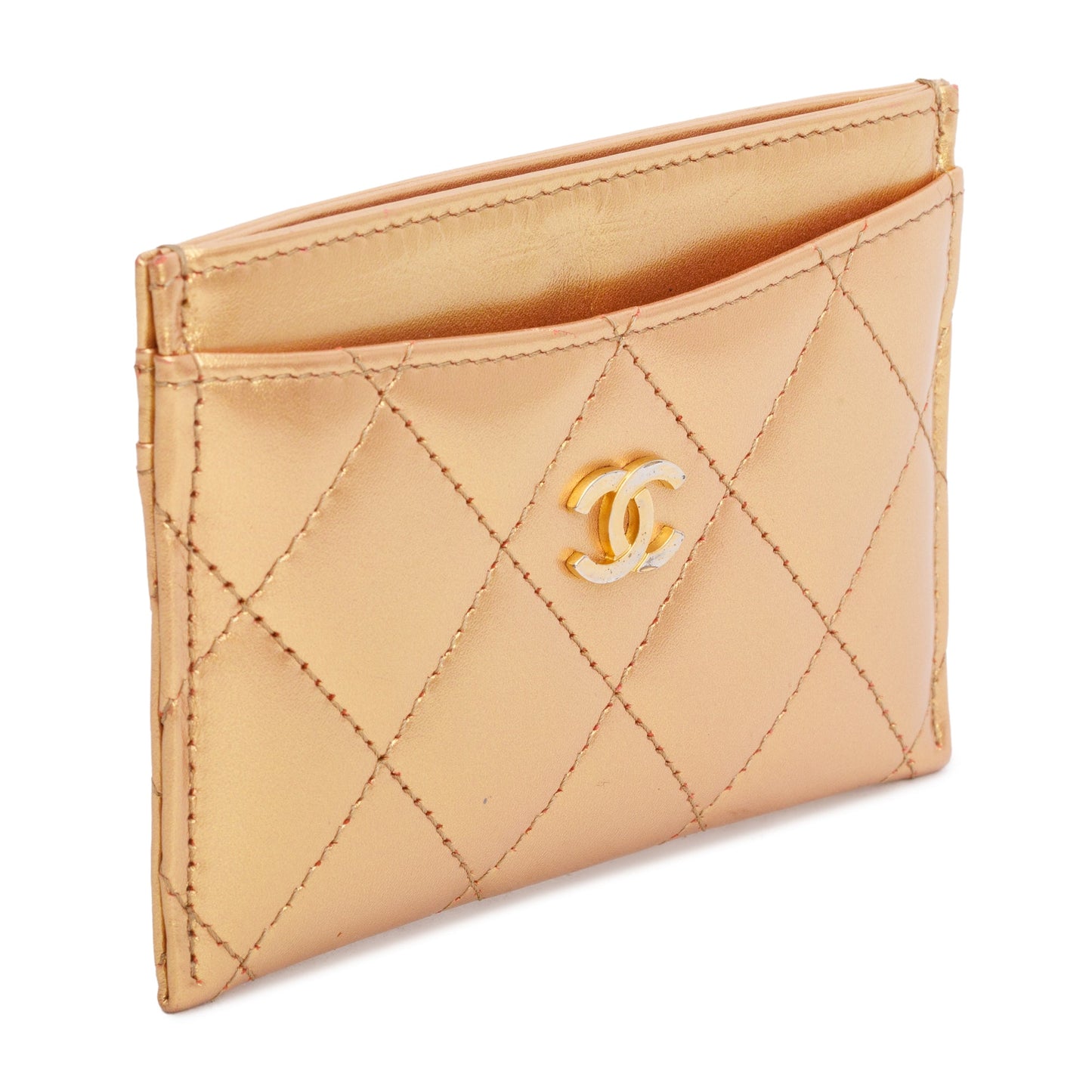 Chanel 2023 Gold Iridescent Lambskin Leather Classic Card Holder