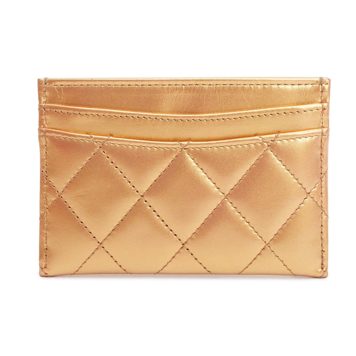 Chanel 2023 Gold Iridescent Lambskin Leather Classic Card Holder