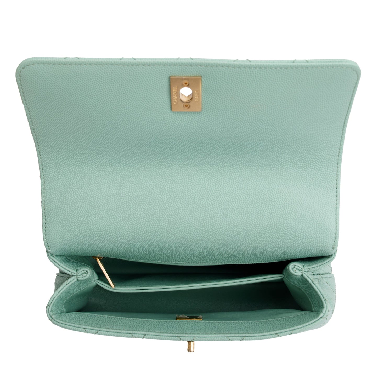 Chanel 2023 Green Quilted Caviar Leather Mini Coco Chain Handle Bag