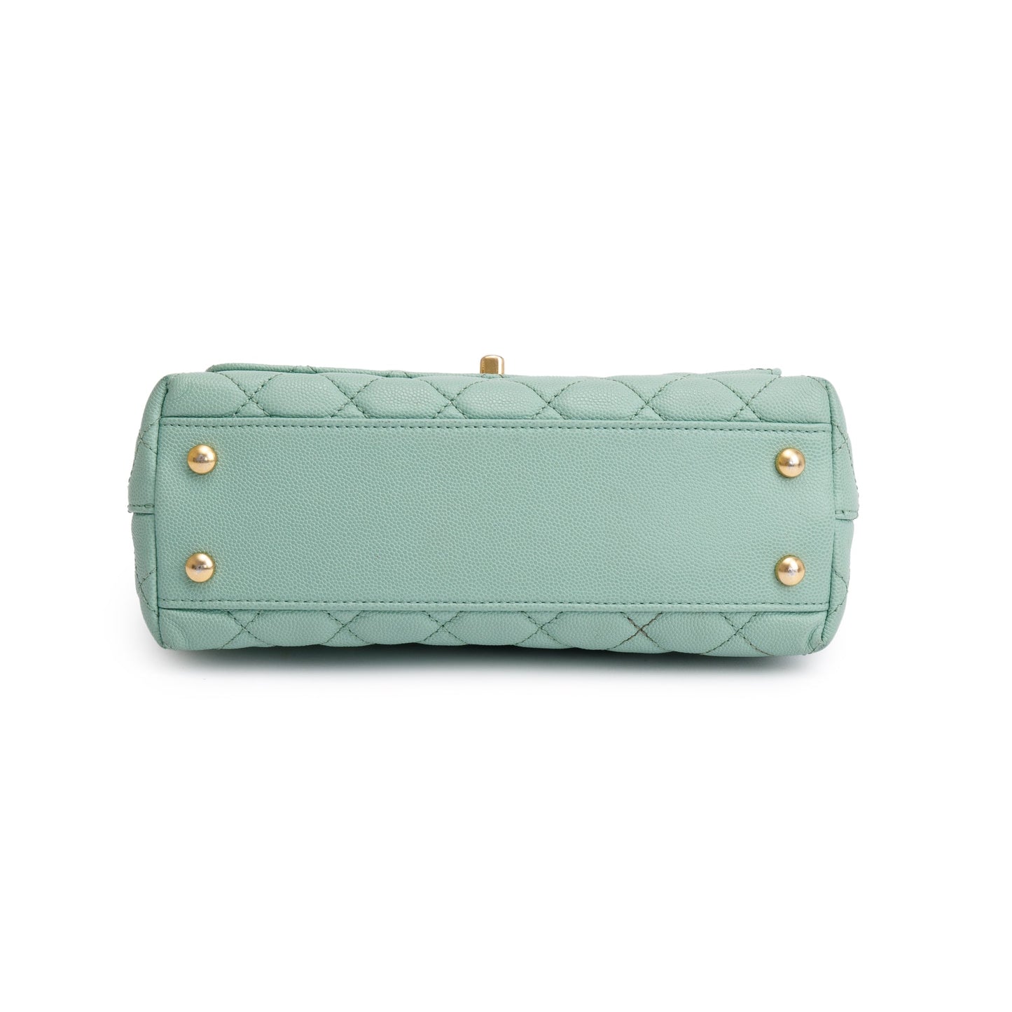Chanel 2023 Green Quilted Caviar Leather Mini Coco Chain Handle Bag