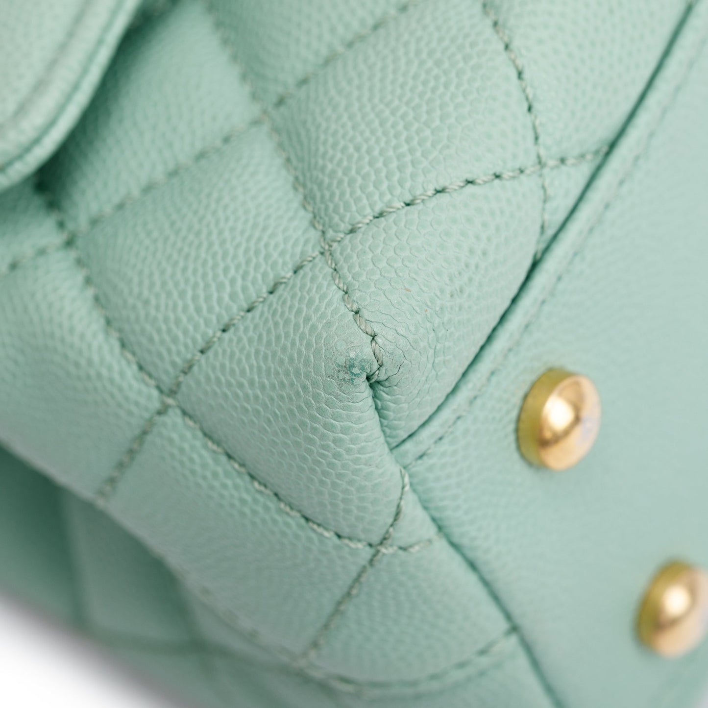 Chanel 2023 Green Quilted Caviar Leather Mini Coco Chain Handle Bag