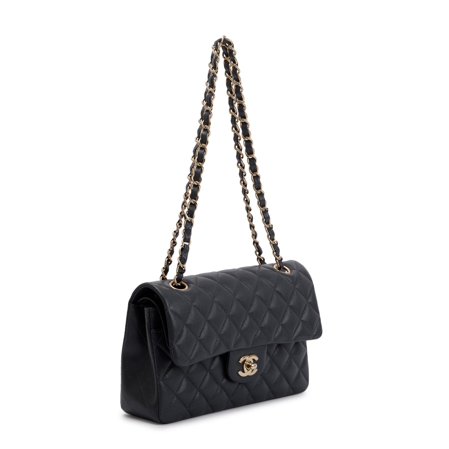 Chanel 2023 Grey Caviar Small Classic Double Flap Bag