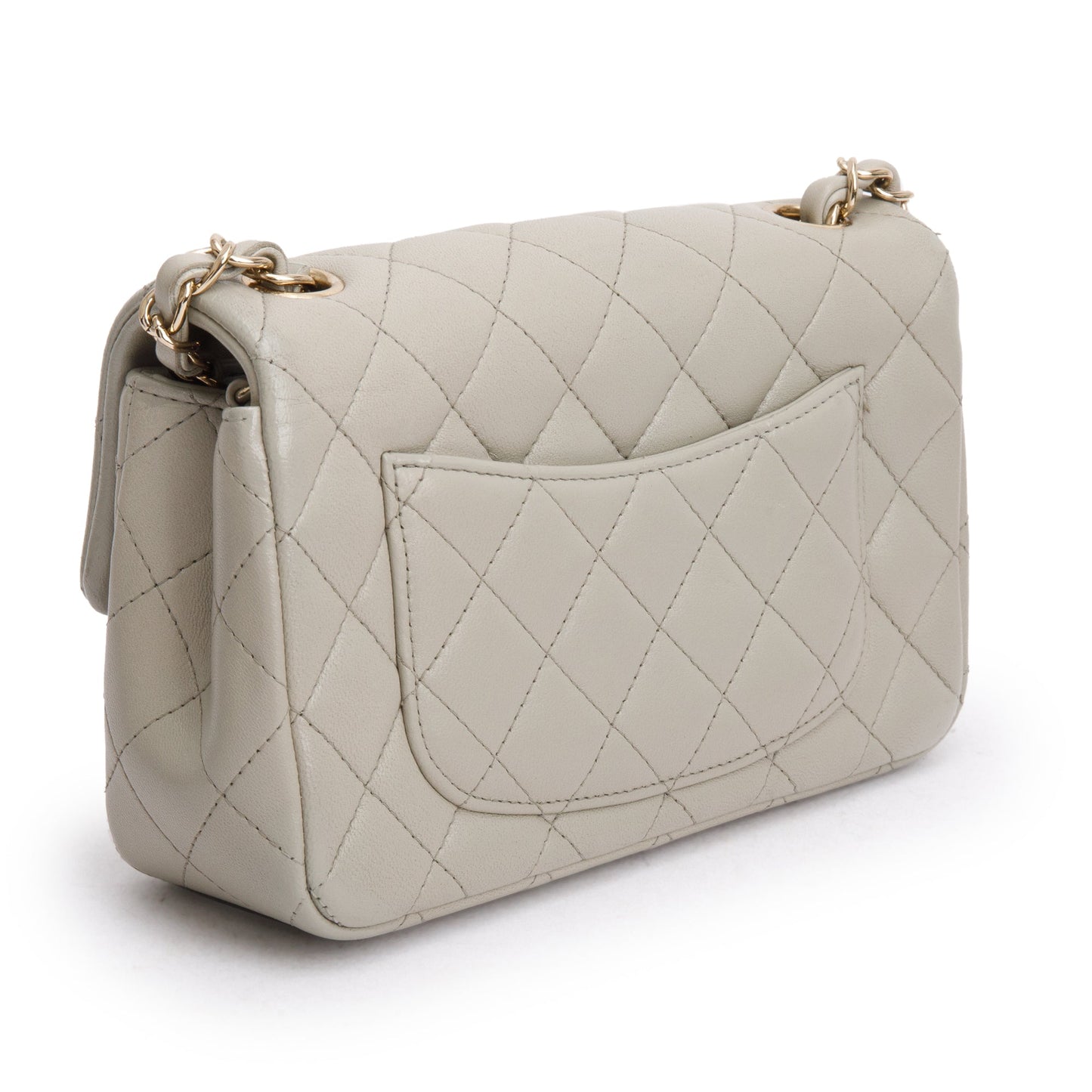Chanel 2023 Grey Quilted Lambskin Leather Classic Rectangular Mini Flap Bag