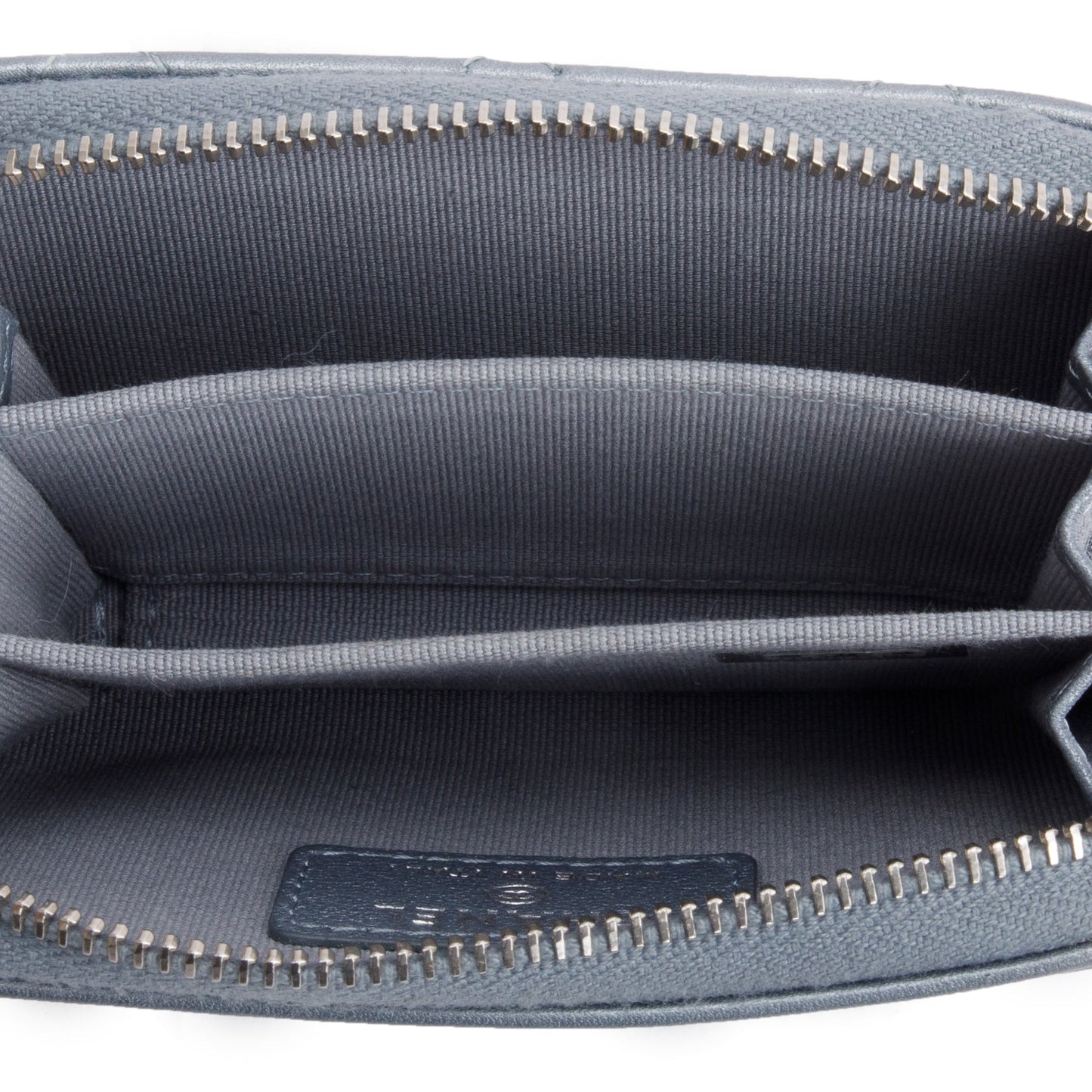 Chanel 2023 Metallic Blue Calfskin Leather Classic Zipped Coin Purse