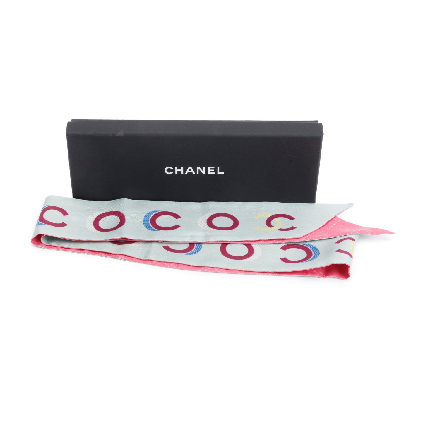 Chanel 2023 Pink CC Printed Silk Twill Slim Bandeau