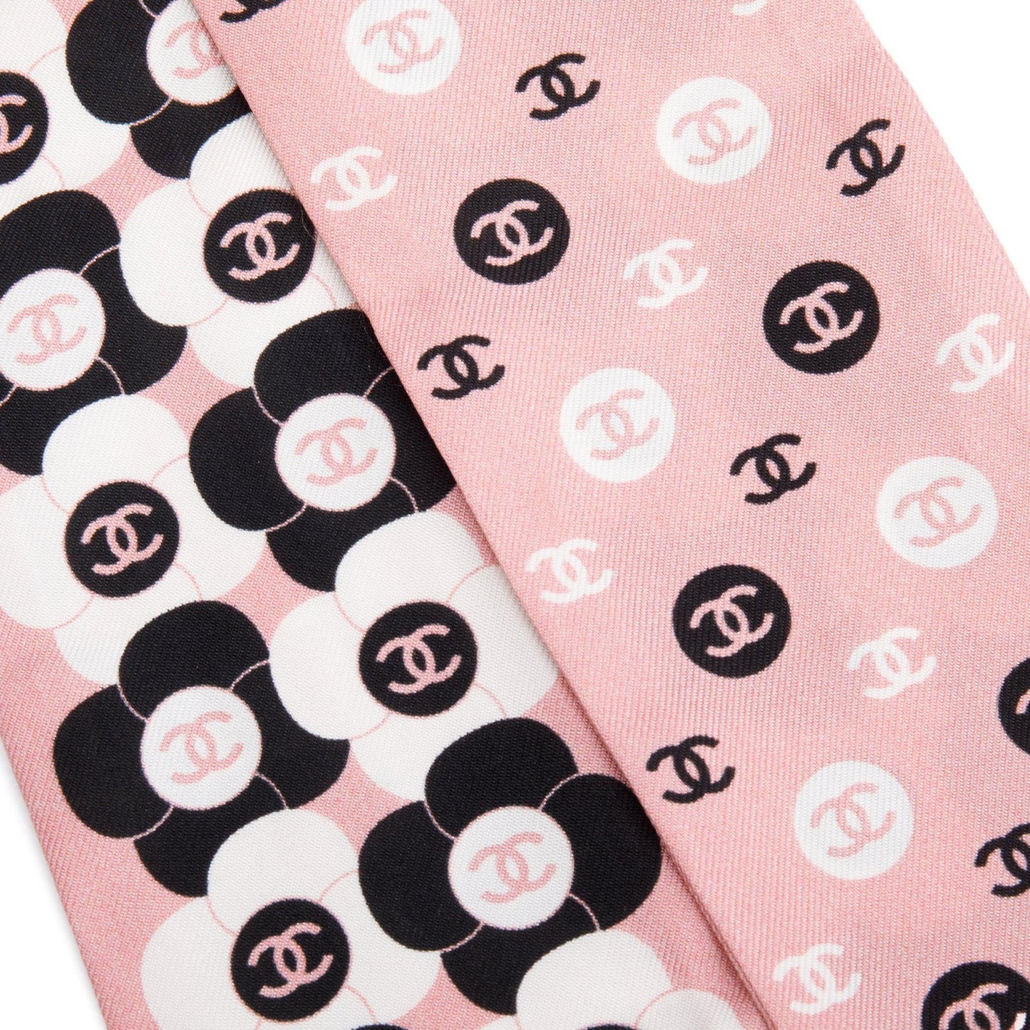Chanel 2023 Pink Multicolor Printed Silk Twill Slim Bandeau