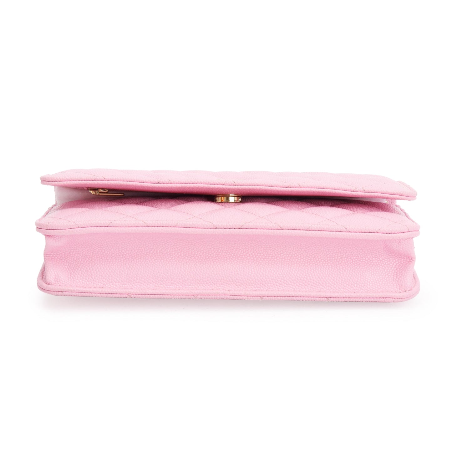 Chanel 2023 Pink Quilted Caviar Leather Classic Wallet on Chain