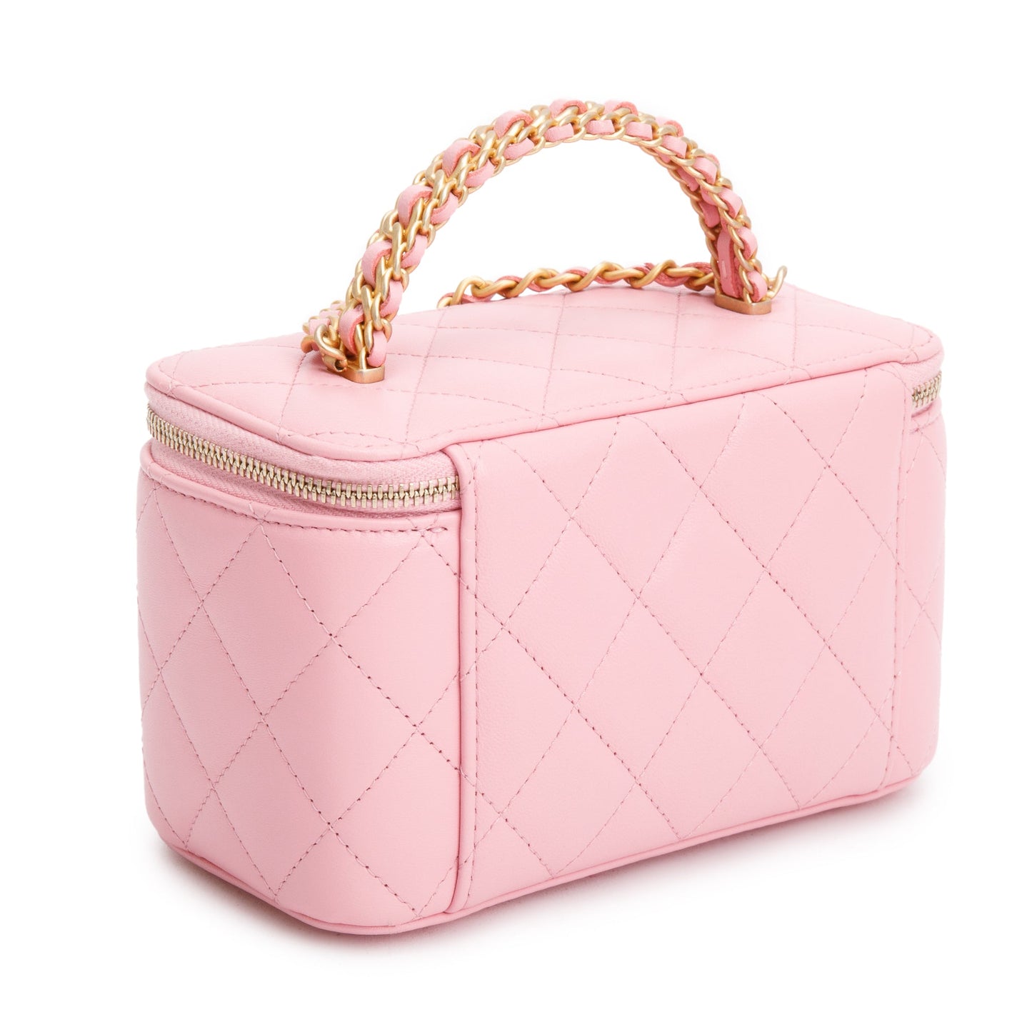 Chanel 2023 Pink Quilted Lambskin Leather Small Pick Me Up Vanity Case
