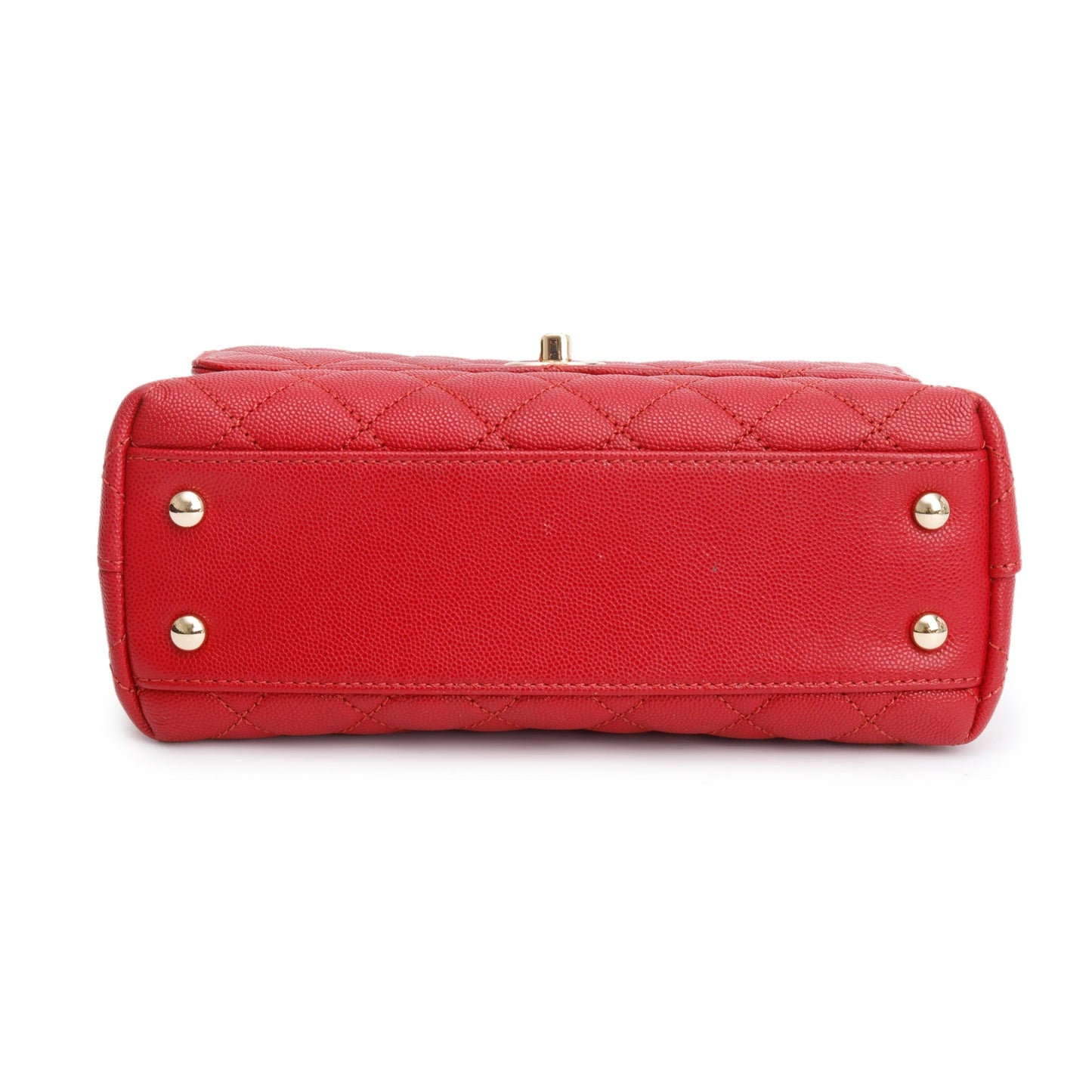 Chanel 2023 Red Quilted Caviar Leather Small Coco Handle Bag