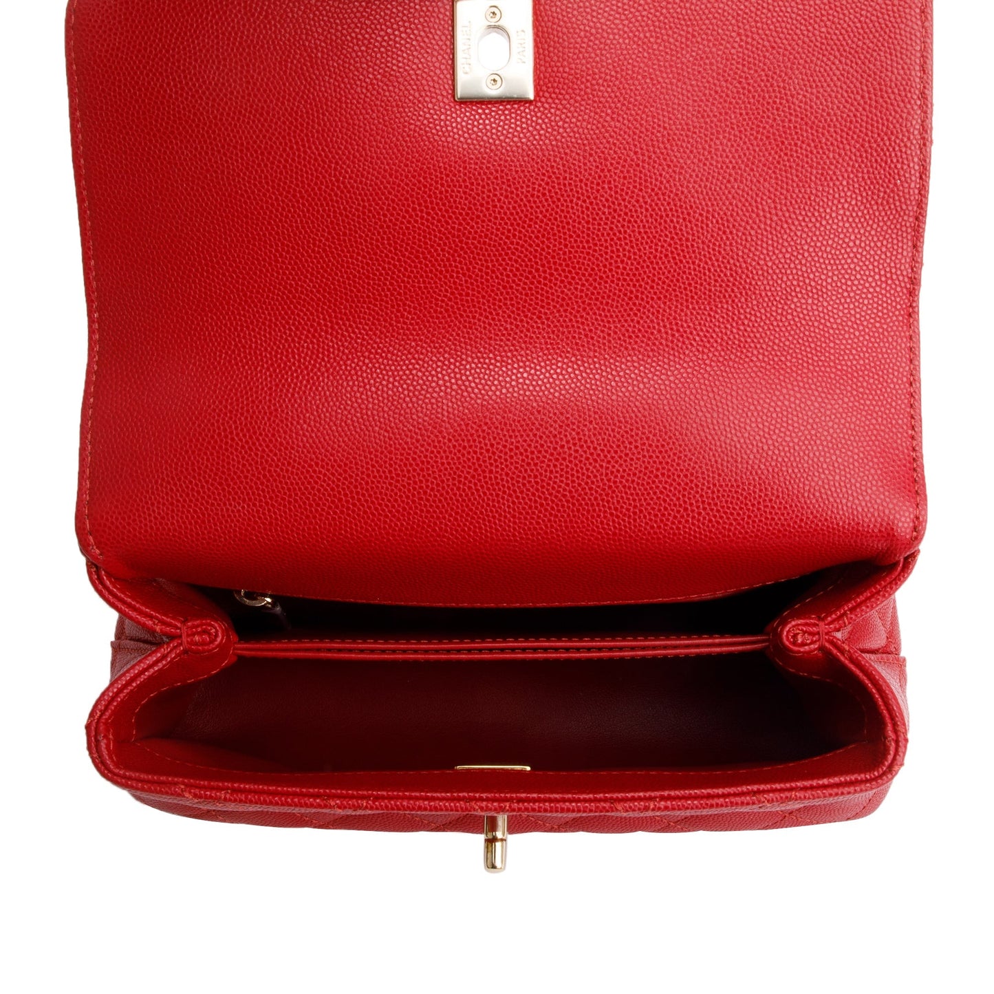 Chanel 2023 Red Quilted Caviar Leather Small Coco Handle Bag