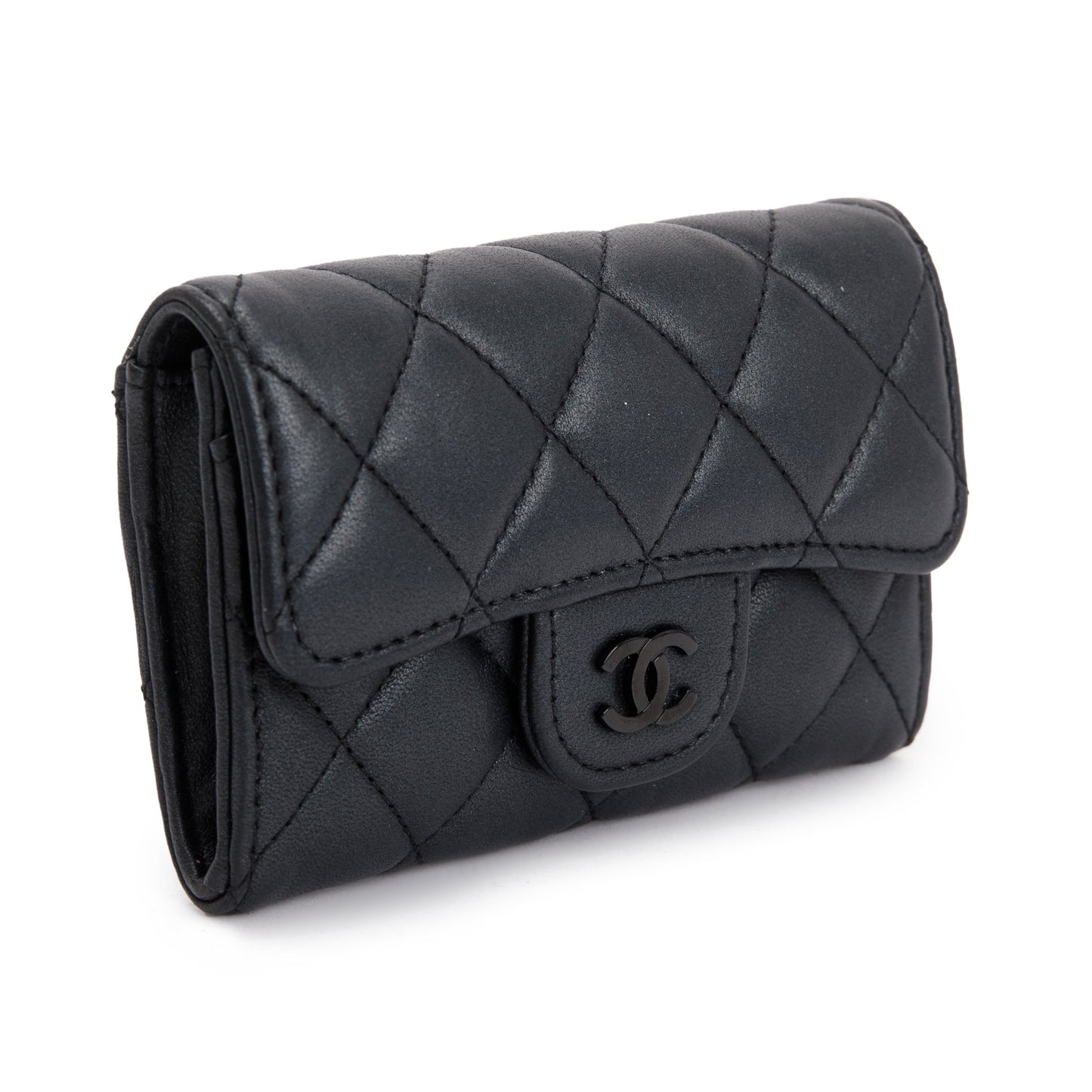 Chanel 2023 So Black Lambskin Leather Classic Flap Card Holder