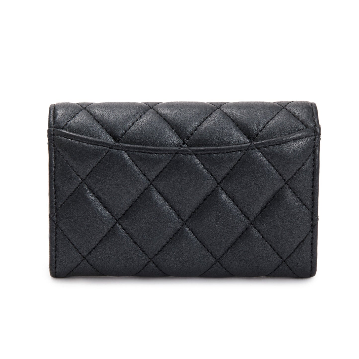 Chanel 2023 So Black Lambskin Leather Classic Flap Card Holder