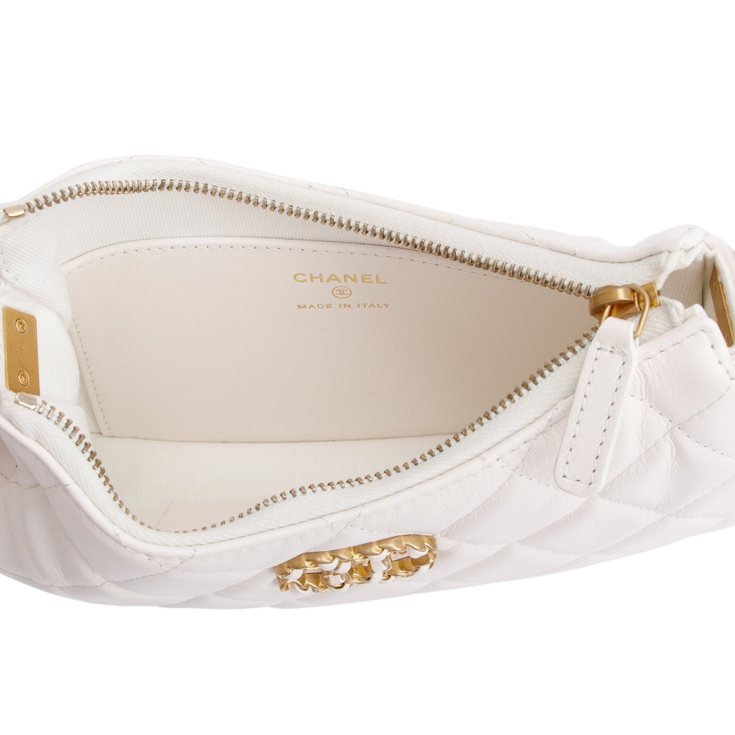 Chanel 2023 White Calfskin Leather Small 19 Hobo