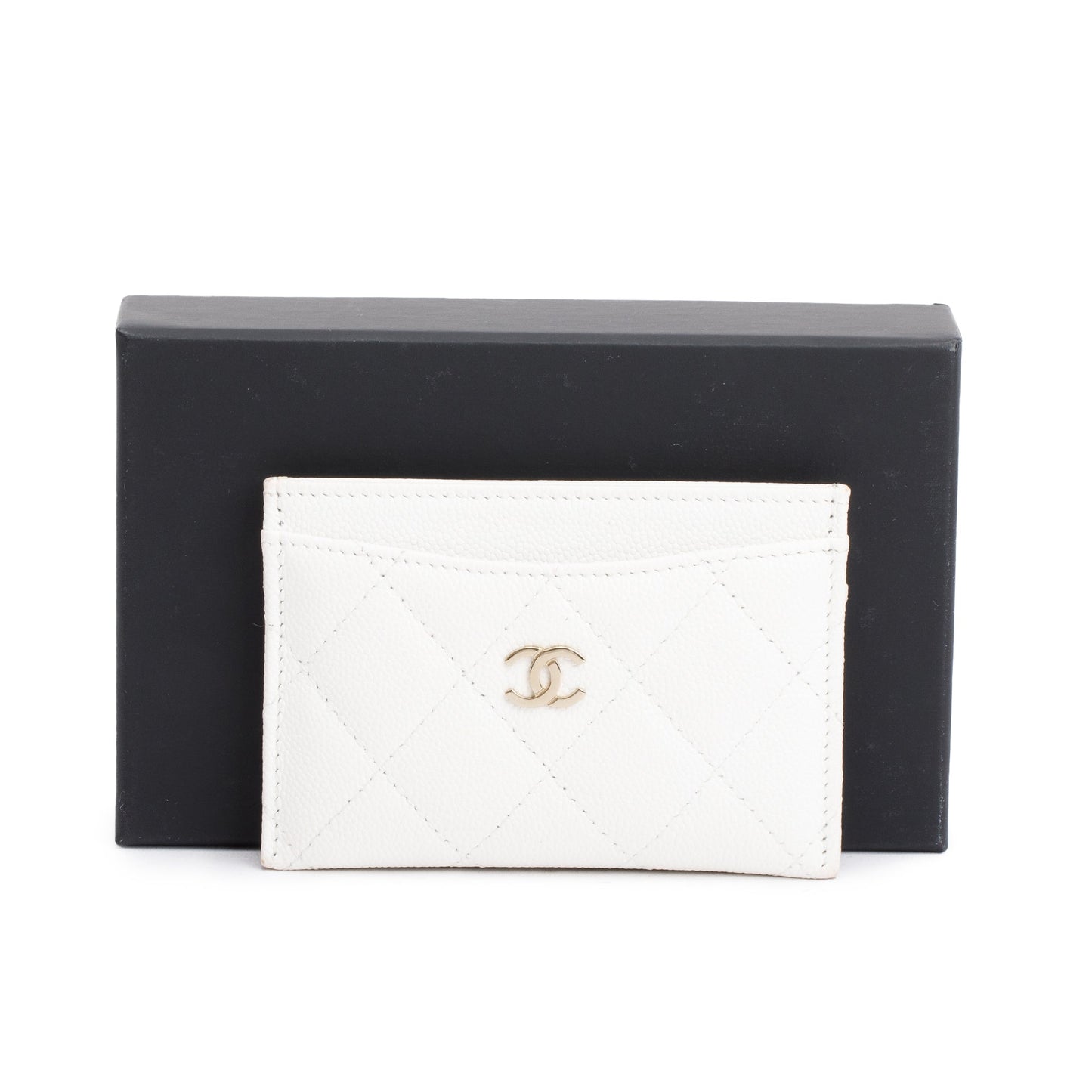 Chanel 2023 White Caviar Leather Classic Card Holder