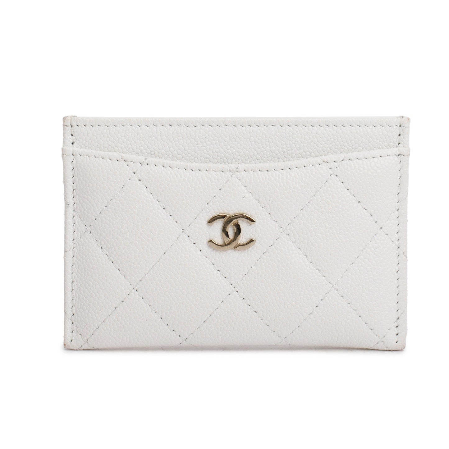 Chanel 2023 White Caviar Leather Classic Card Holder
