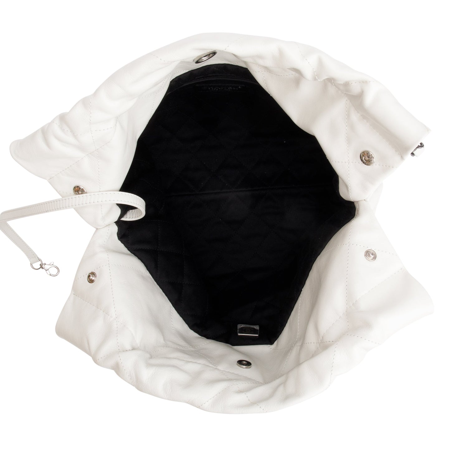 Chanel 2023 White Shiny Calfskin Leather Small Chanel 22 Hobo