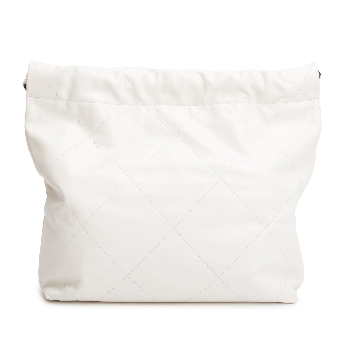 Chanel 2023 White Shiny Calfskin Leather Small Chanel 22 Hobo