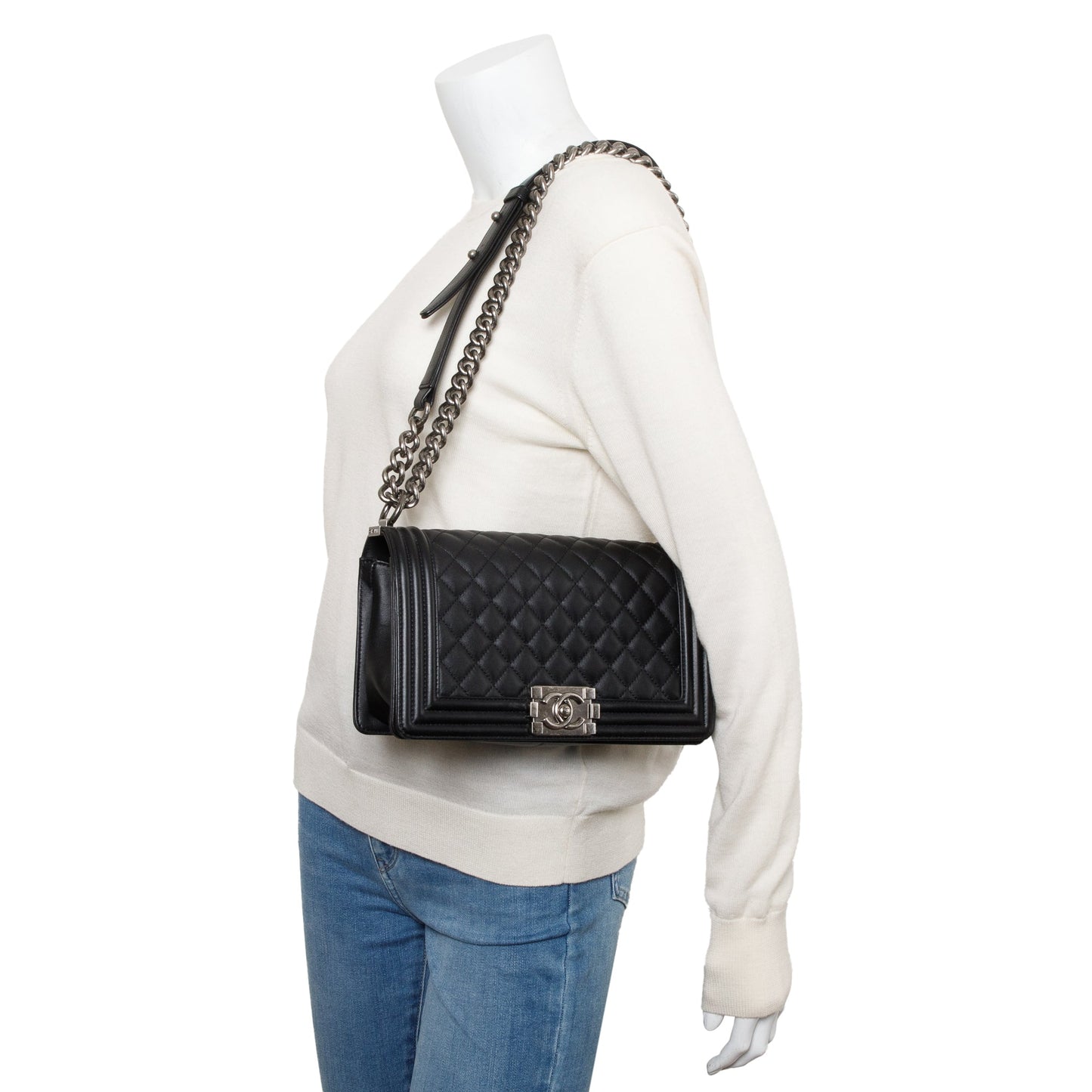 Chanel 2024 Black Lambskin Medium Boy Bag