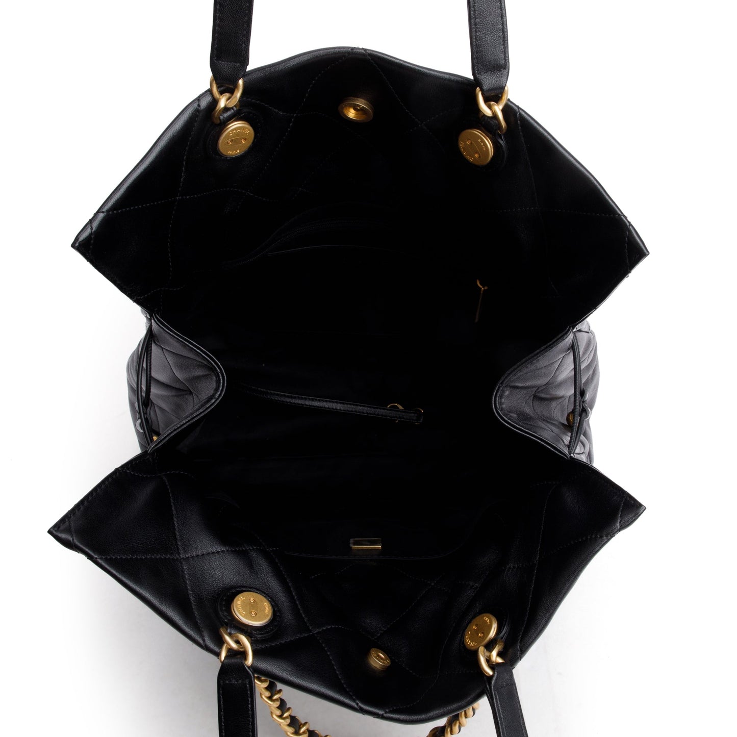 Chanel 2024 Black Quilted Calfskin Leather Shopping Bag Tote