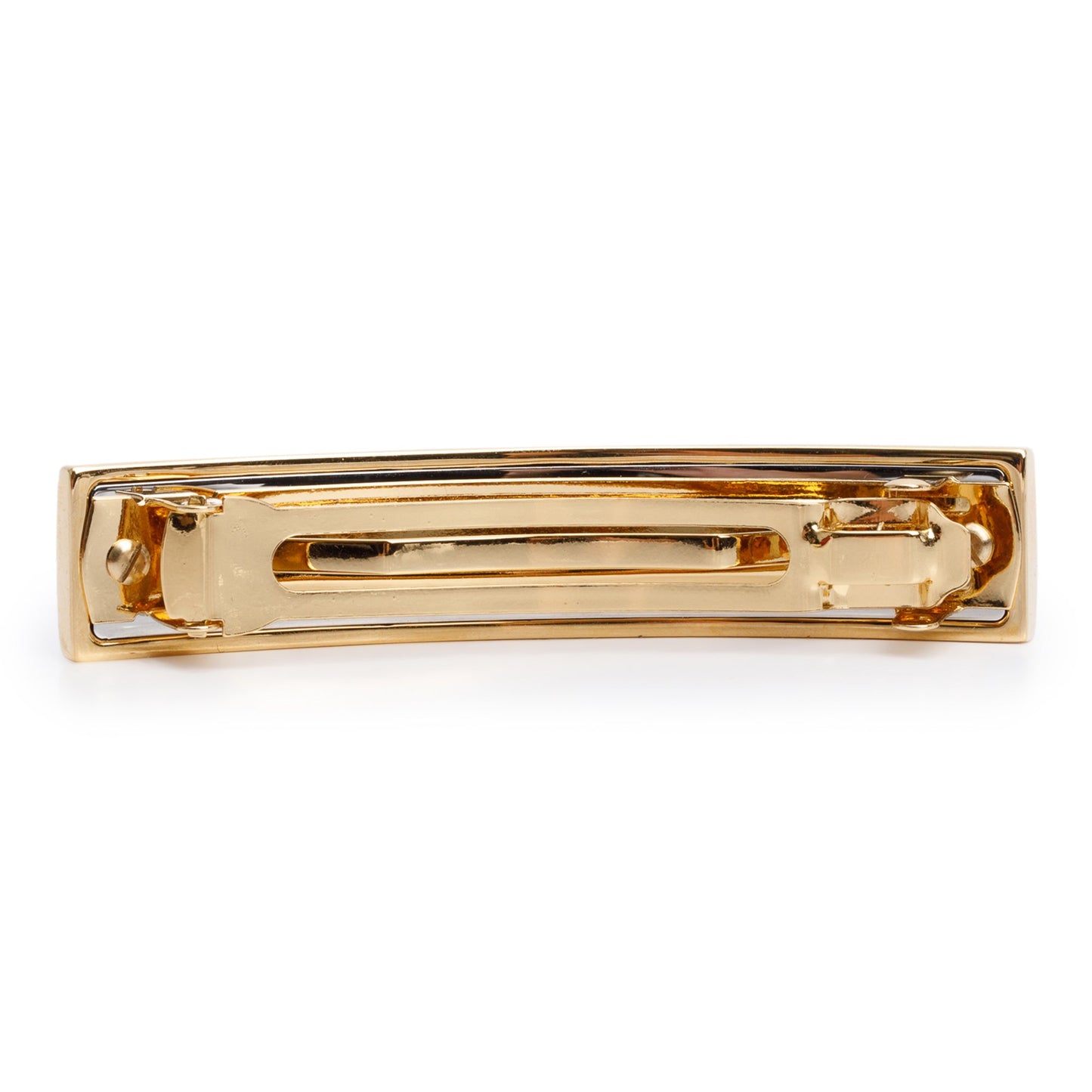 Chanel 2024 Gold-Plated Enamel Logo Hair Clip Barrette