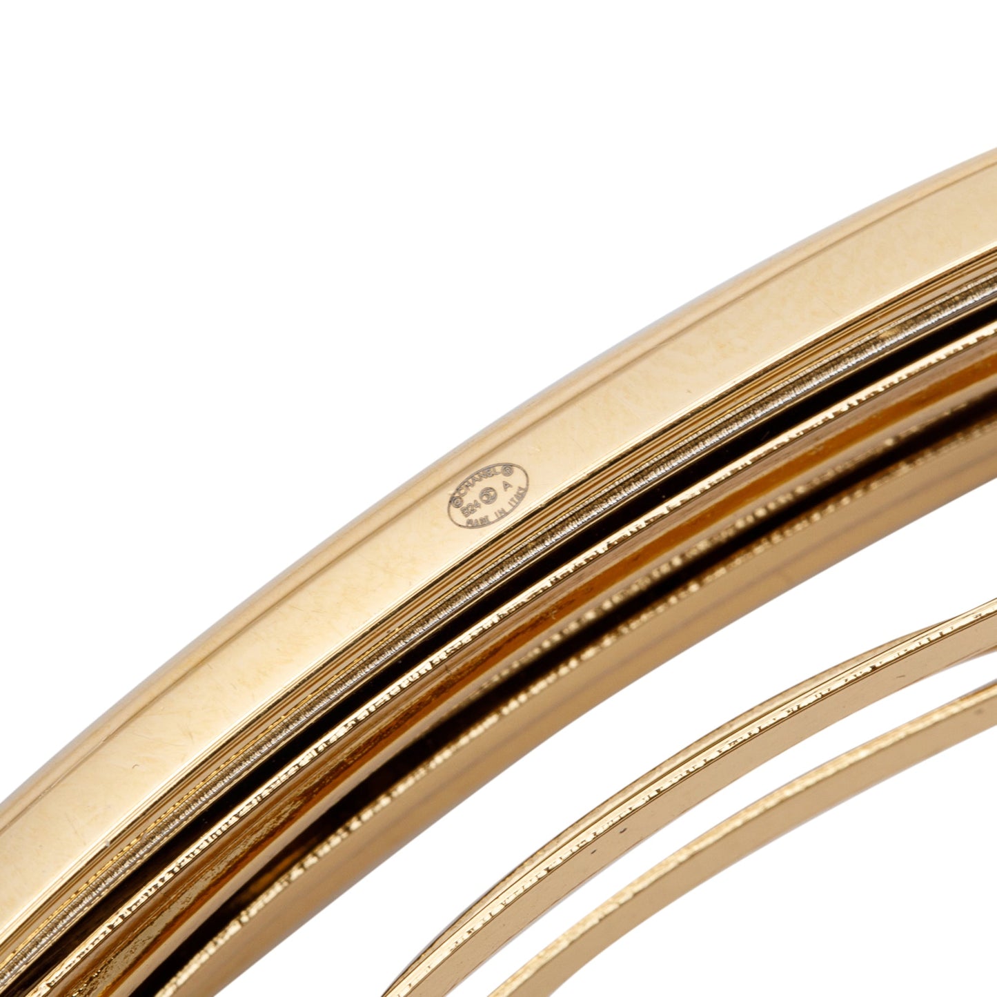 Chanel 2024 Gold-Plated Enamel Logo Hair Clip Barrette