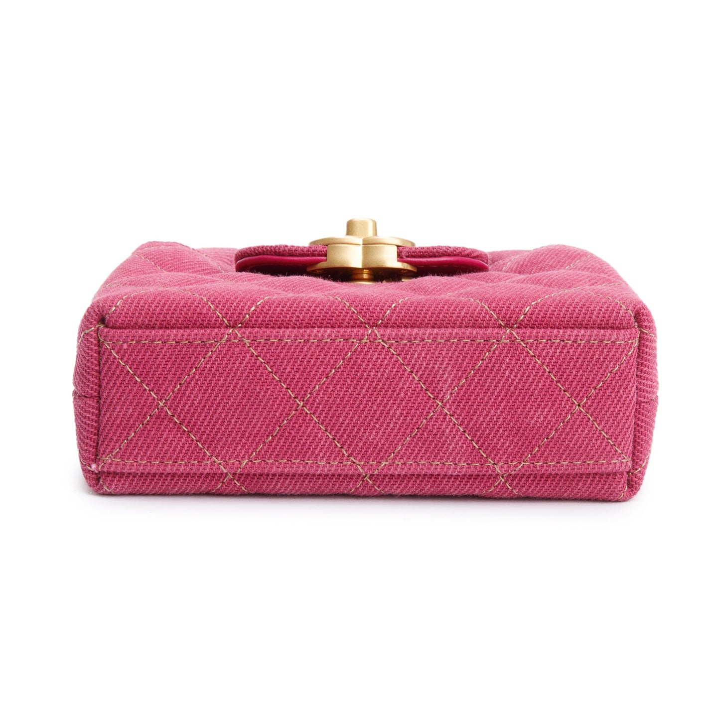 Chanel 2024 Pink Quilted Denim Nano Kelly Crossbody Bag