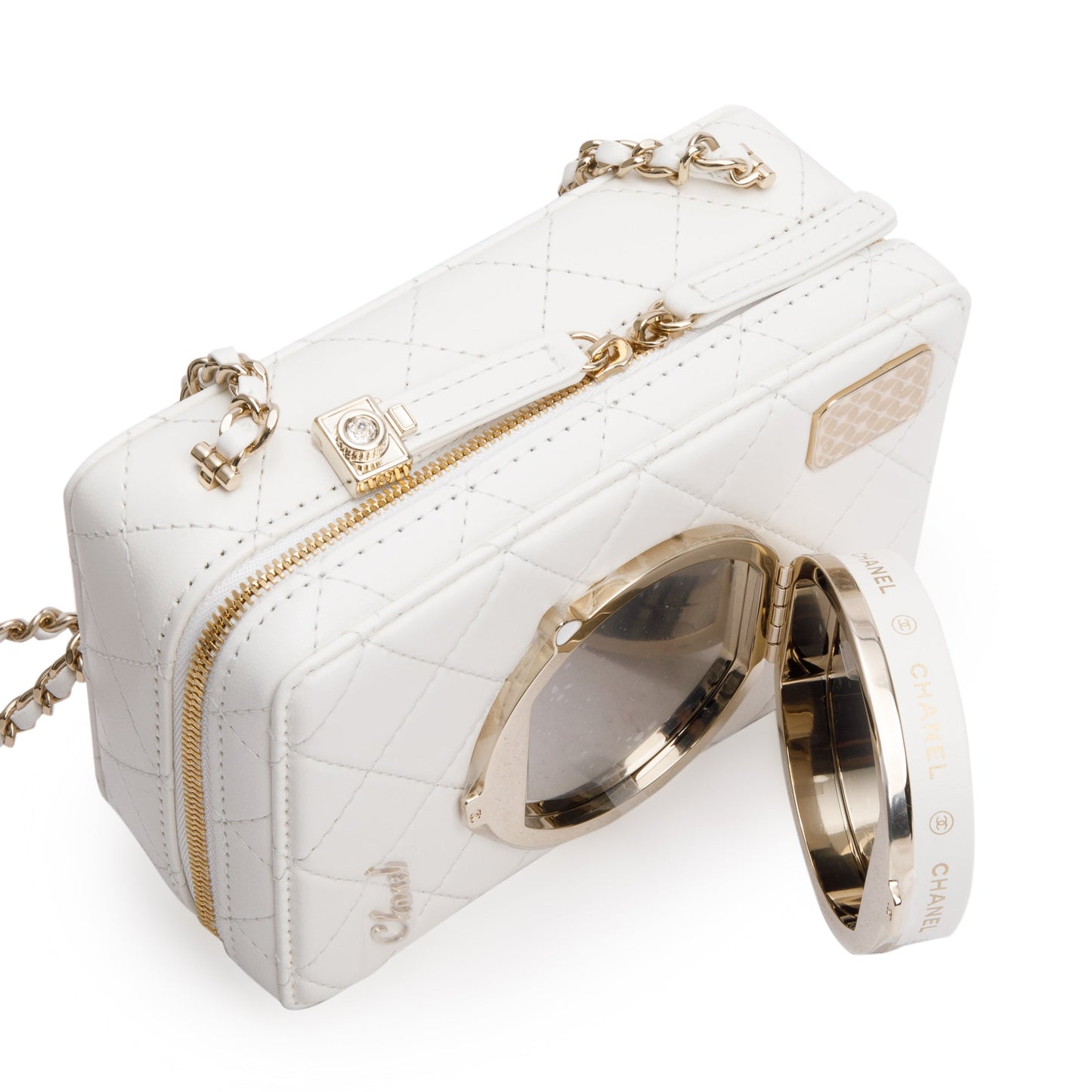 Chanel 2024 White Quilted Calfskin Leather Coco Click Crossbody Bag