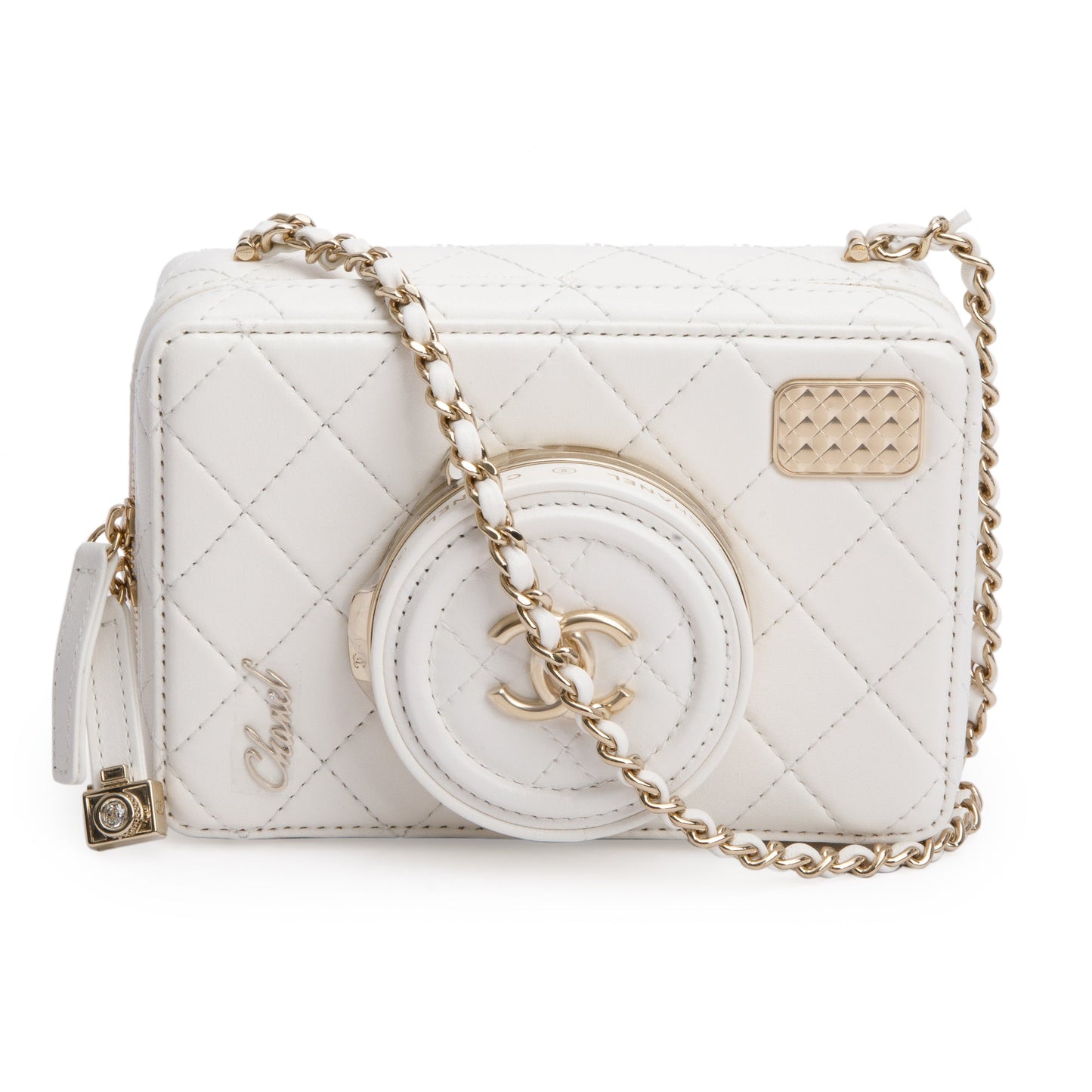 Chanel 2024 White Quilted Calfskin Leather Coco Click Crossbody Bag