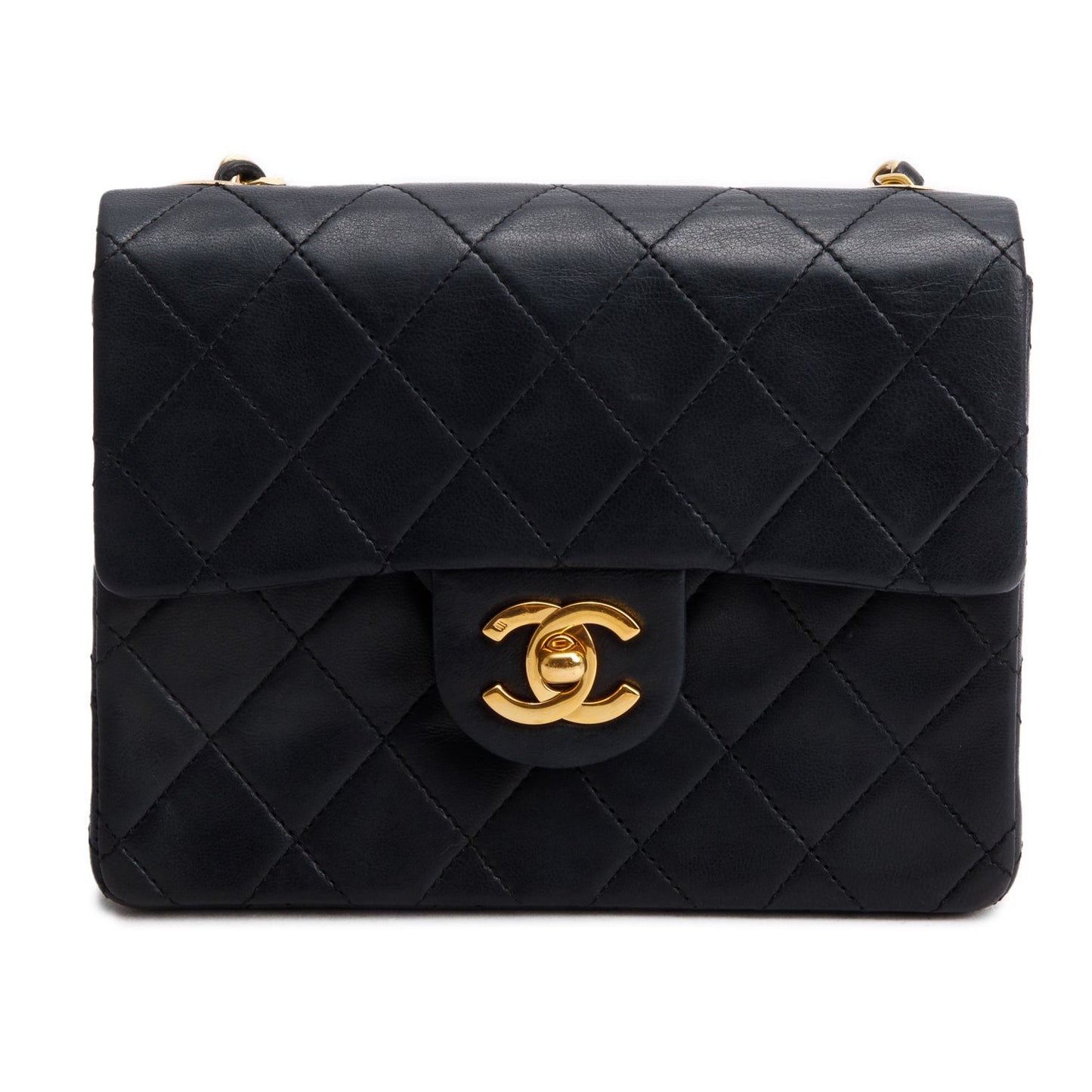 Chanel Vintage Black Lambskin Classic Mini Square Flap