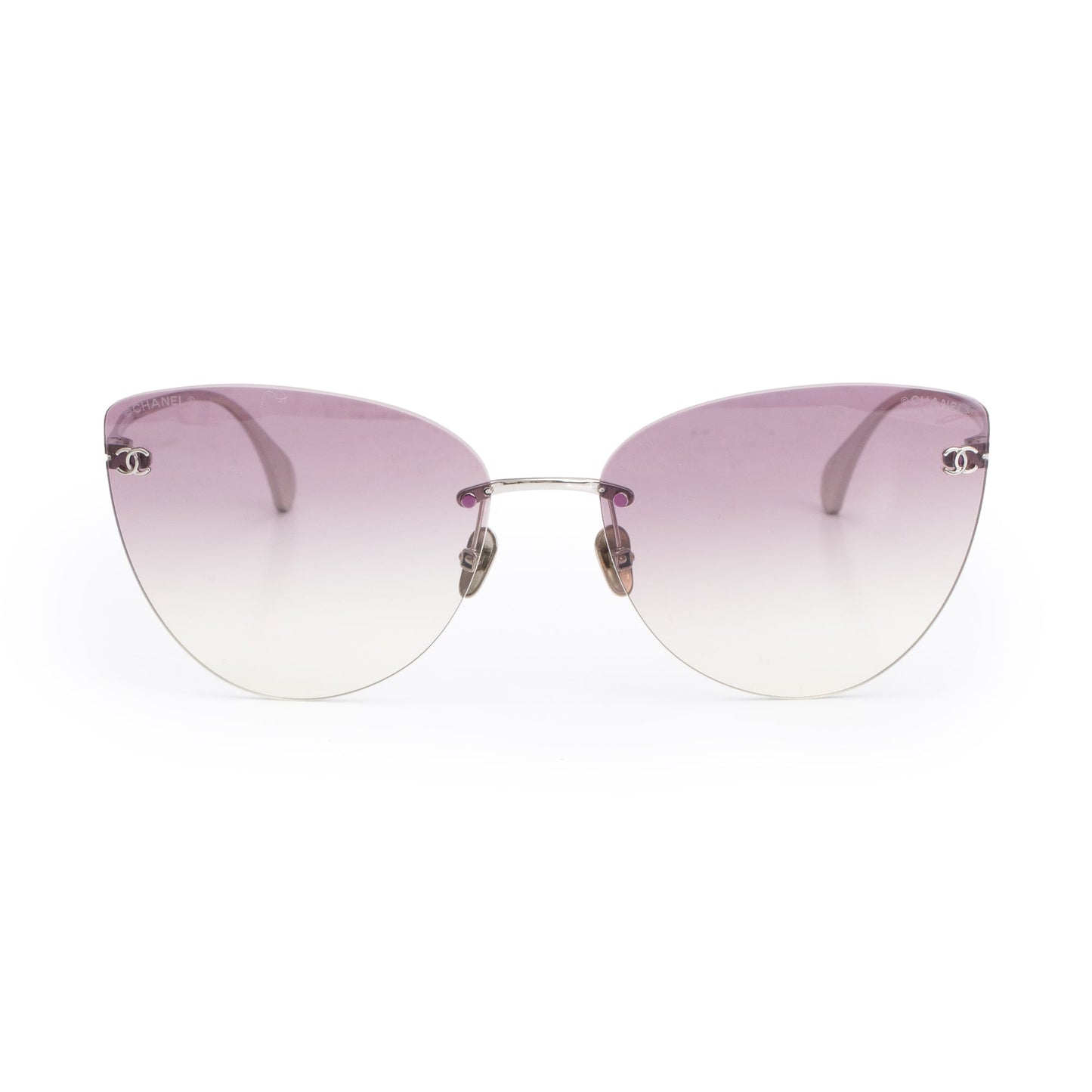 Chanel 4273-T Titanium Rimless Interlocking CC Cat-Eye Sunglasses
