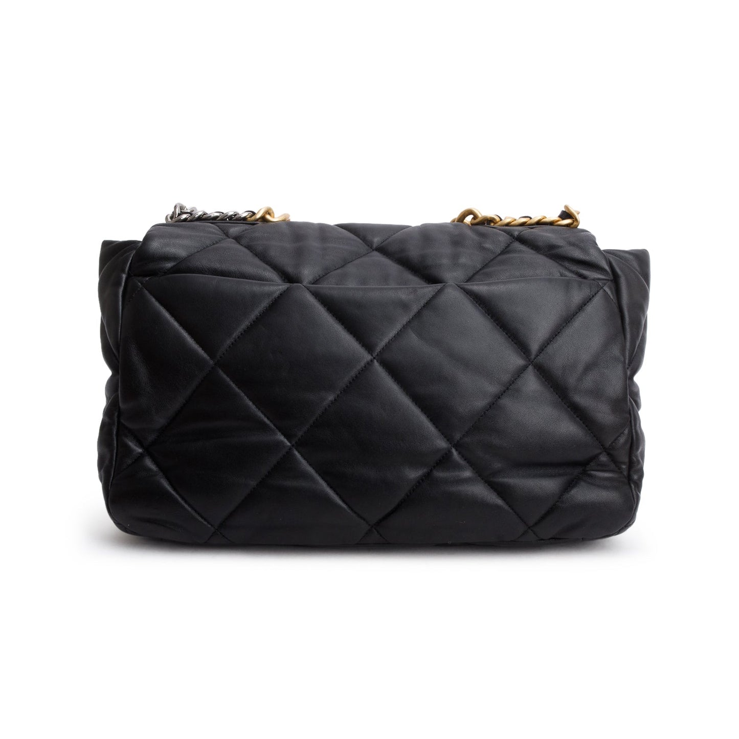 Chanel Black Lambskin Leather Maxi 19 Flap Bag