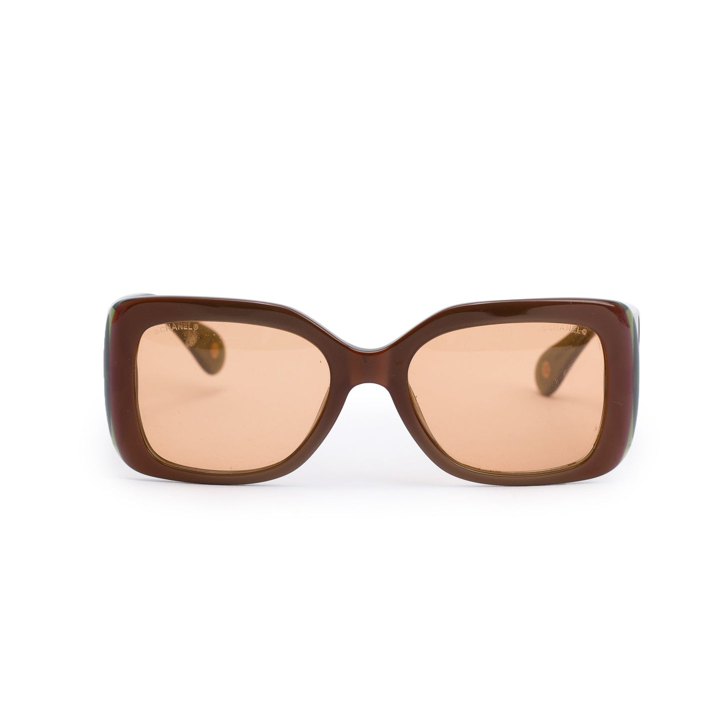 Chanel 5019 Green/Brown Iridescent Acetate CC Logo Quilted Square Sunglasses