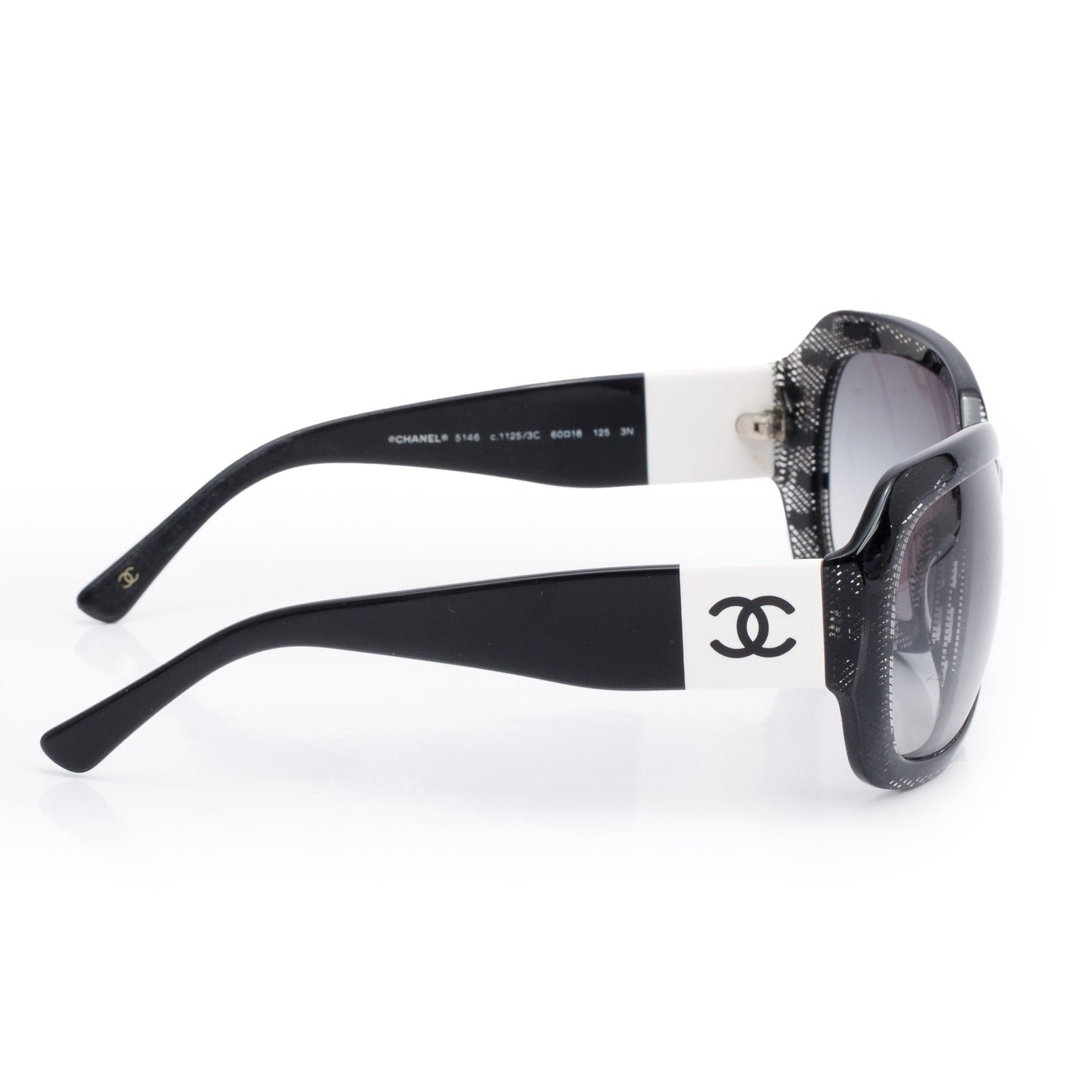 Chanel 5146 Black/White Acetate CC Logo Oversized Sunglasses