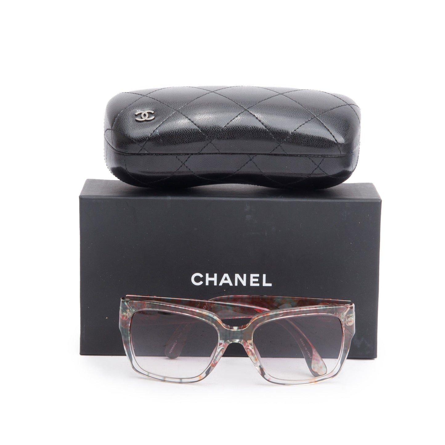 Chanel 5220 Multicolor Tweed Accent Acetate Interlocking CC quare Sunglasses