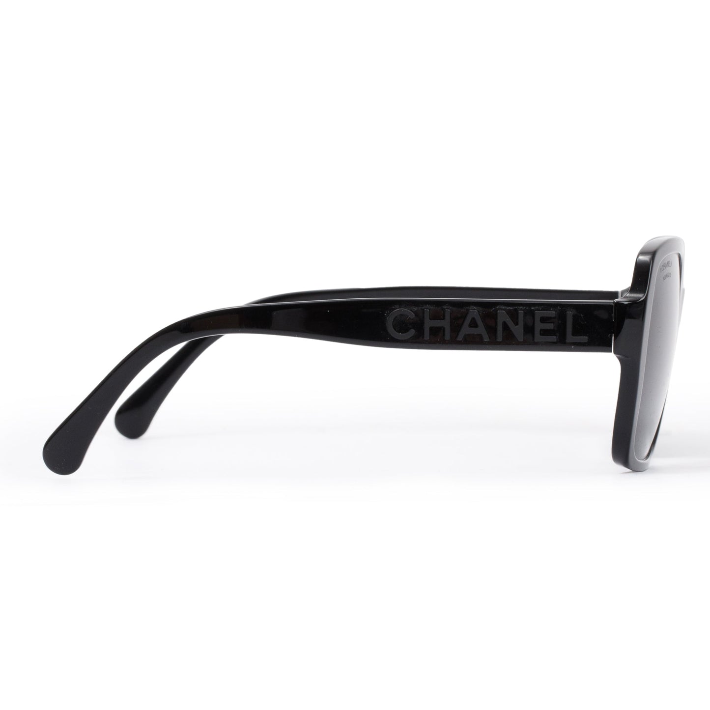 Chanel 5408 Black Acetate Logo Polarized Square Sunglasses